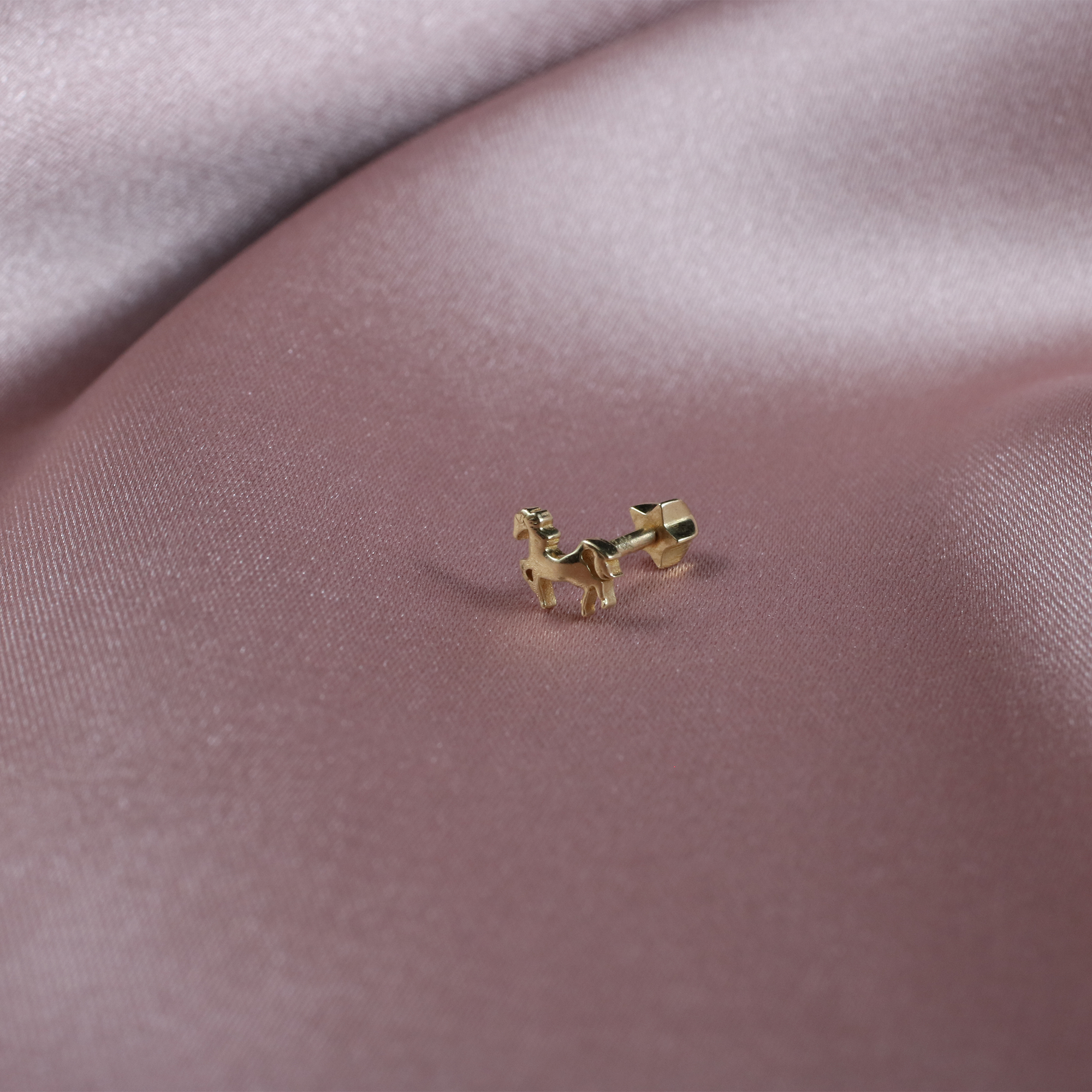 Carousel Horse Flatback Ear Piercing 14K Gold