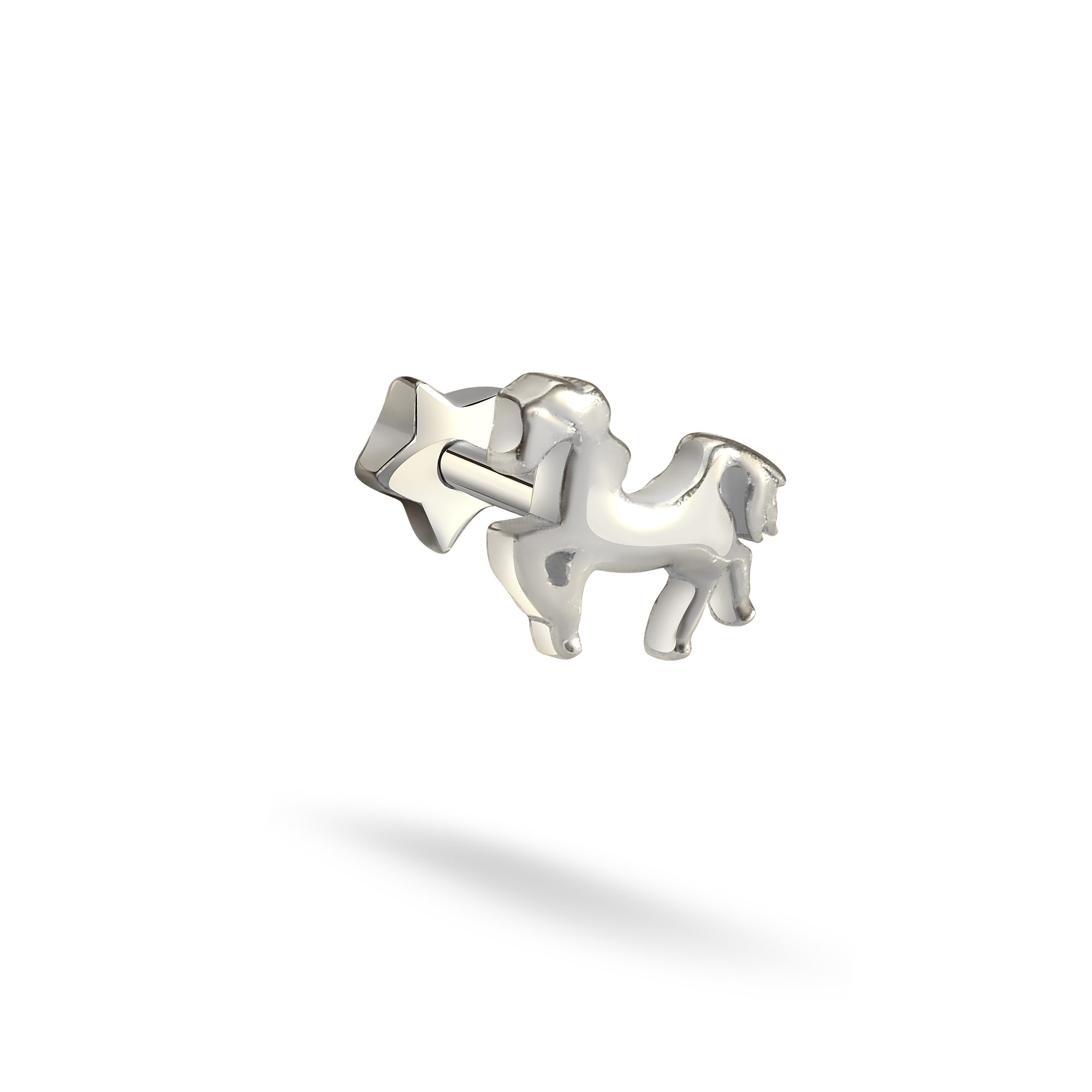 Carousel Horse Flatback Ear Piercing 14K Gold