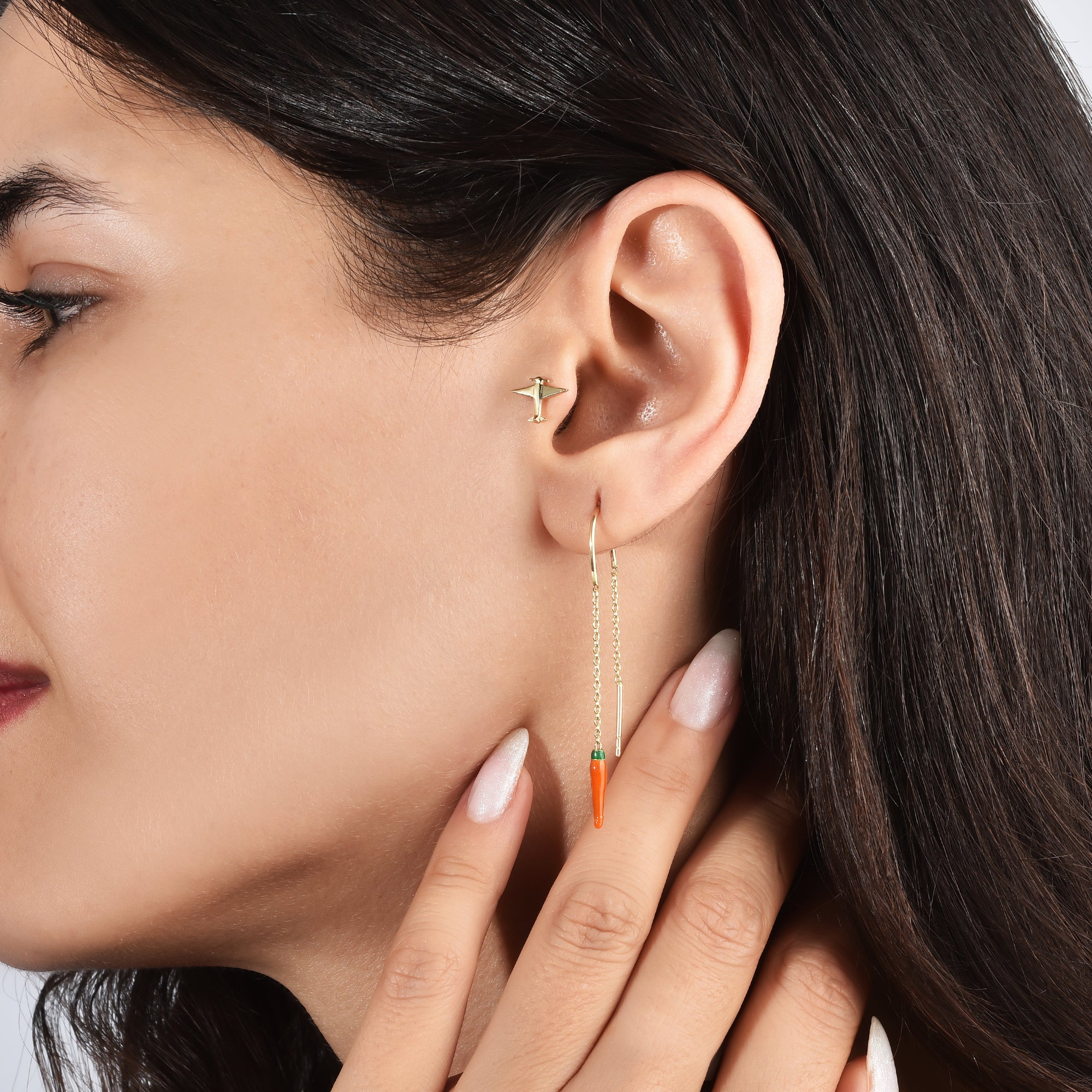 Carrot Gold Thread Earrings