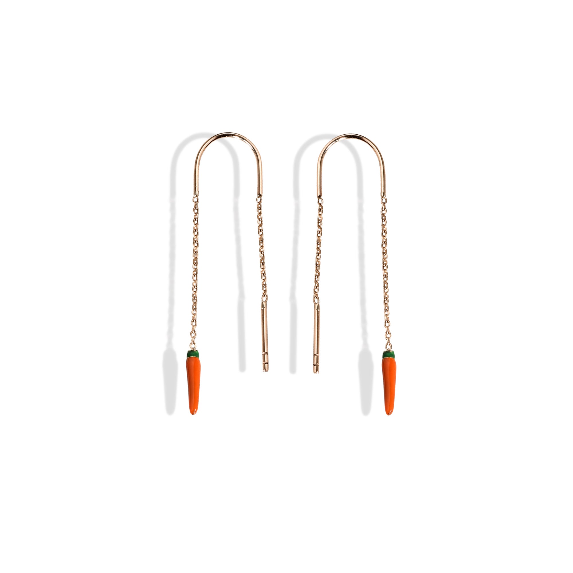 Carrot Ear Thread Earrings 14K Gold