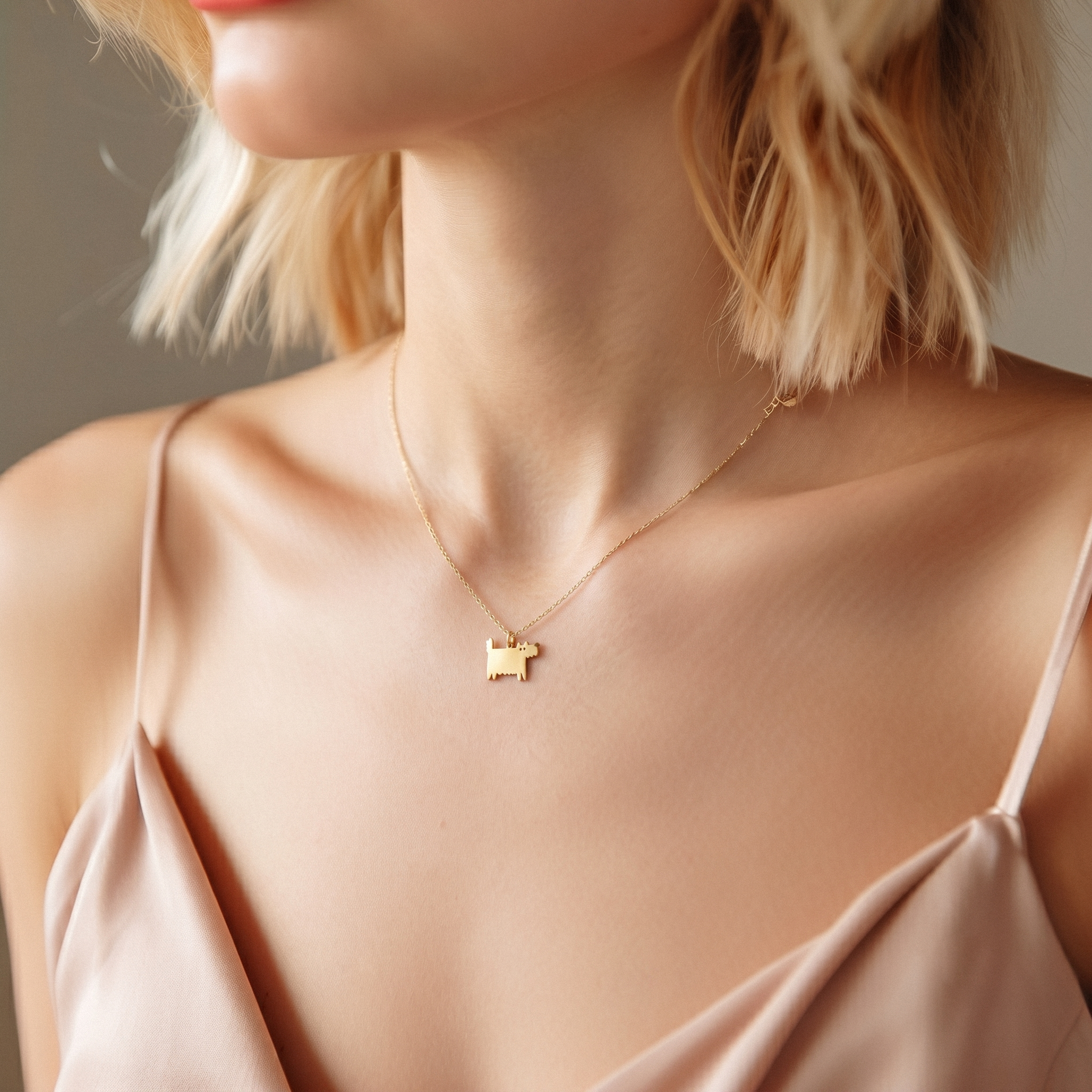 Cartoon Dog Pendant Necklace 14K Gold / Silver hand crafted dog jewelry. Cute puppy & minimalist cartoon dog necklace for everyday style.