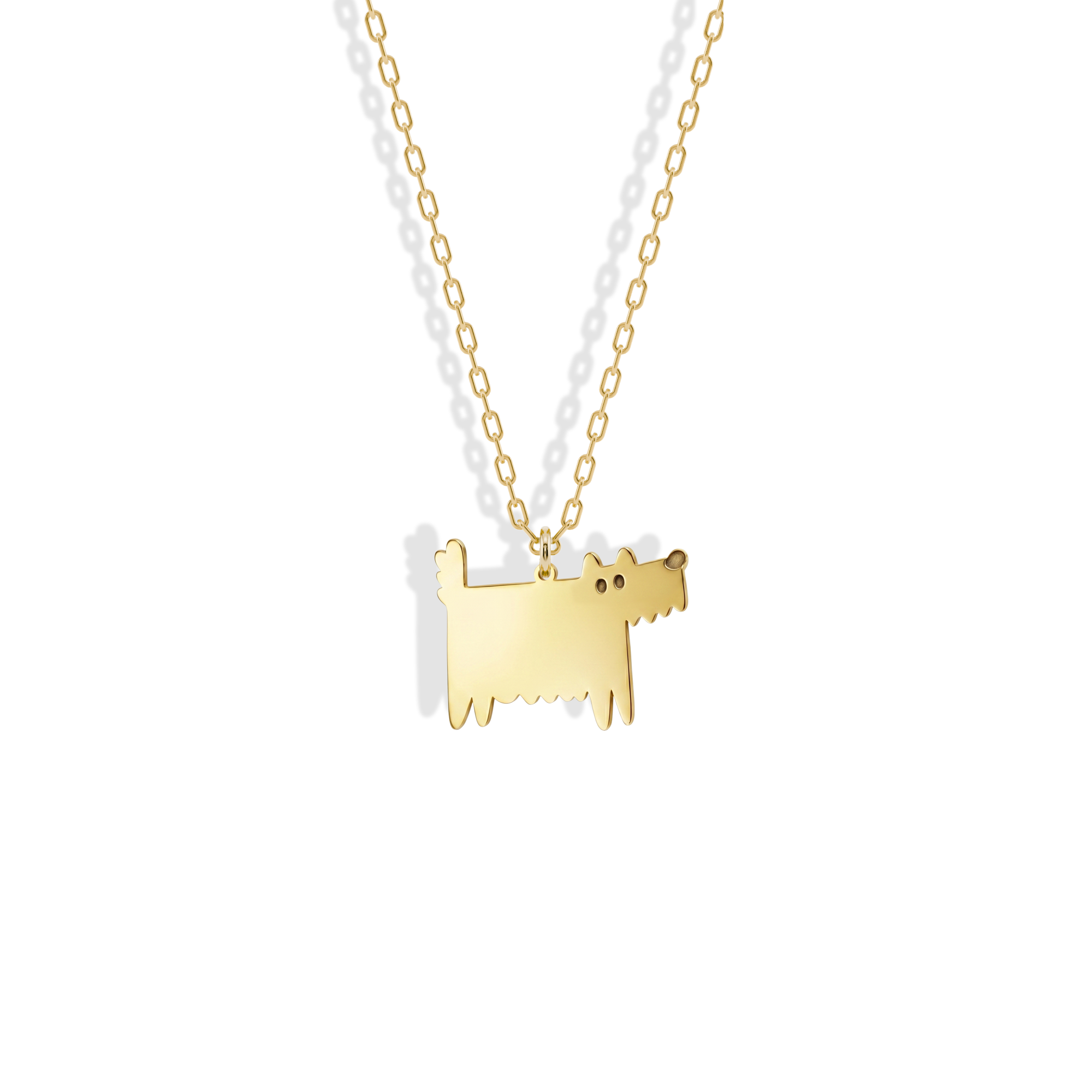 Cartoon Dog Pendant Necklace 14K Gold / Silver hand crafted dog jewelry. Cute puppy & minimalist cartoon dog necklace for everyday style.