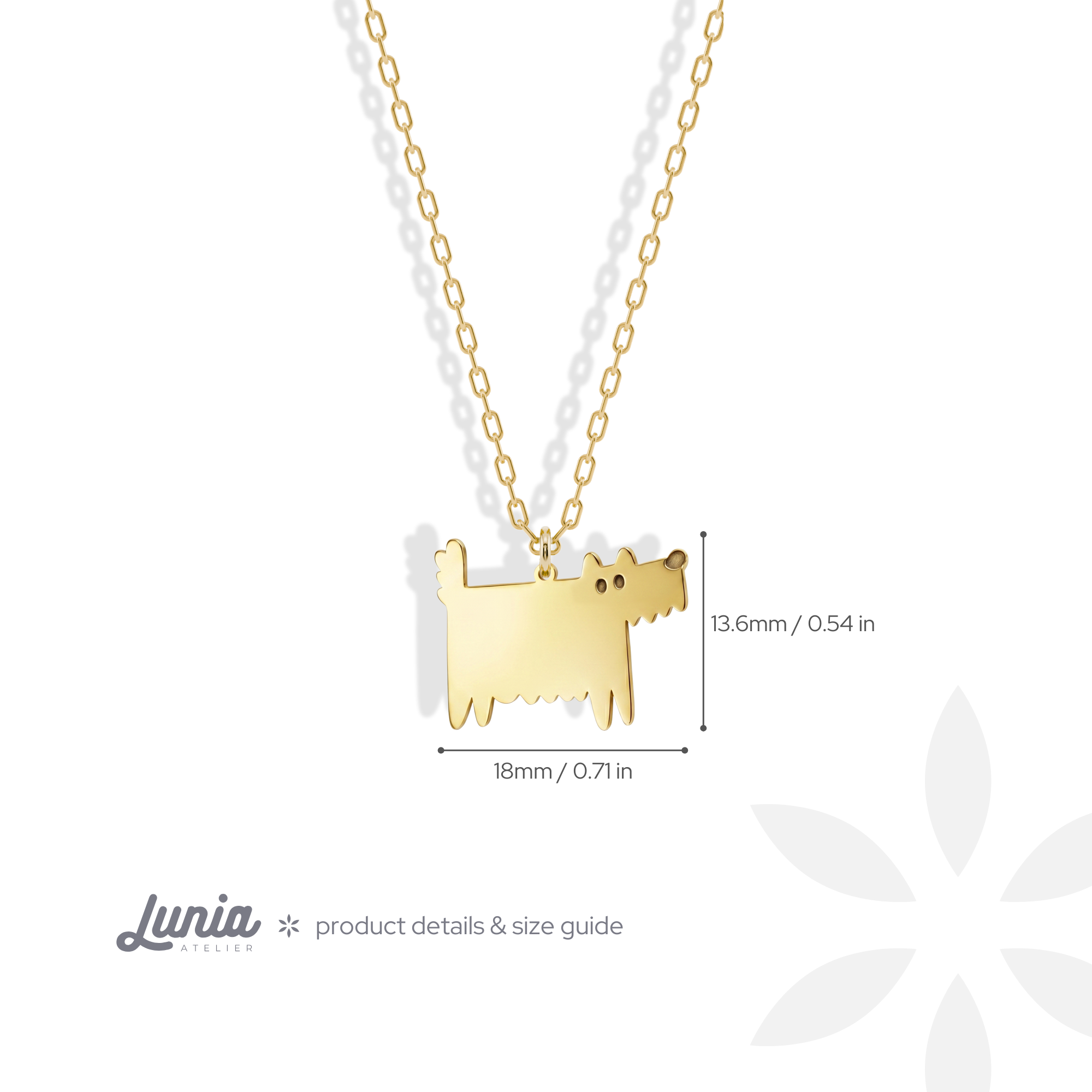 Cartoon Dog Pendant Necklace 14K Gold / Silver