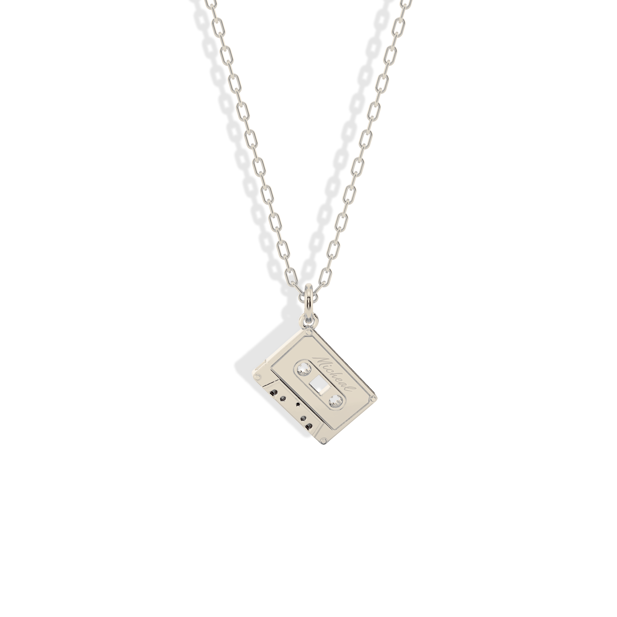 Cassette Tape Pendant Name Custom Personalized Necklace 14K Gold / Silver