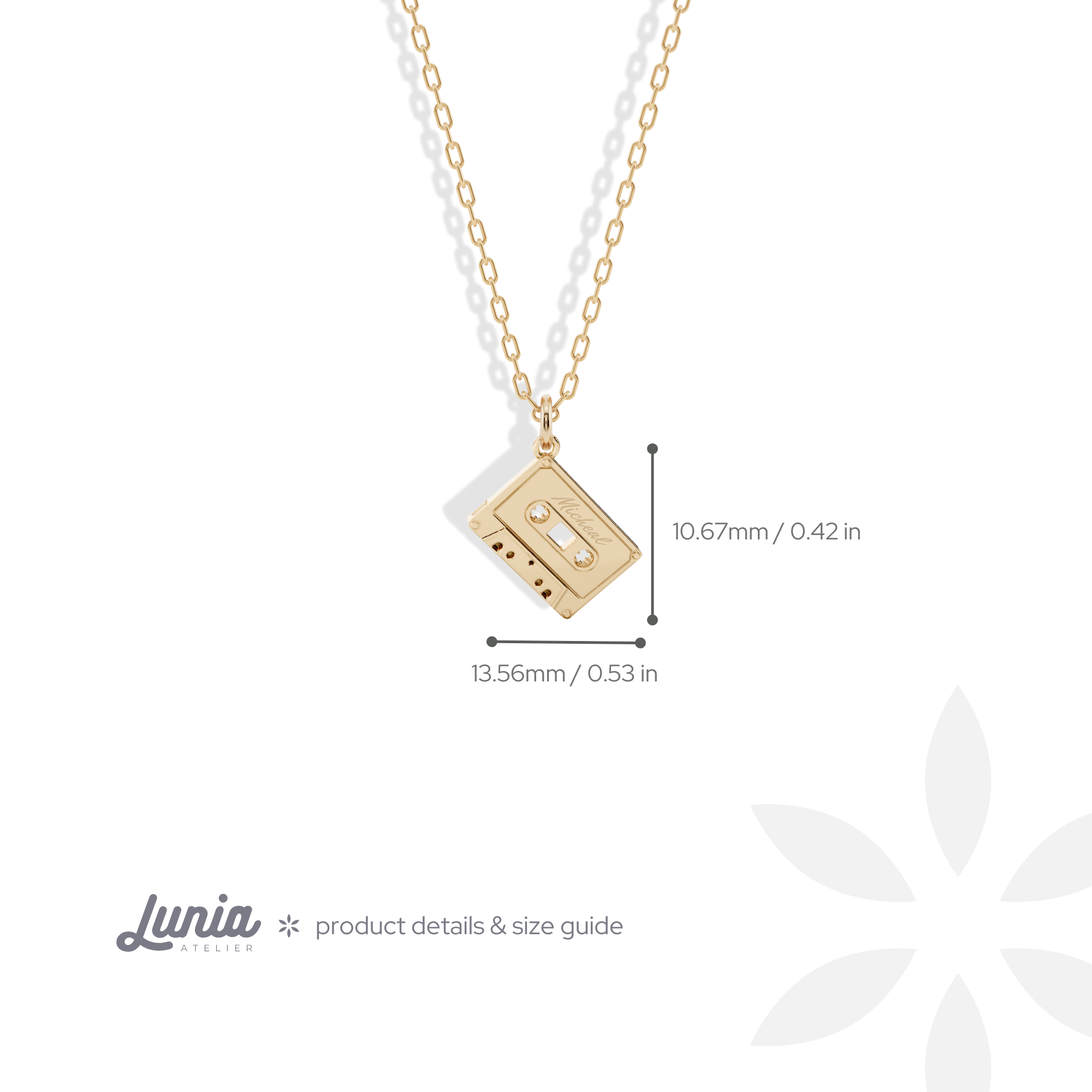 Cassette Tape Pendant Name Custom Personalized Necklace 14K Gold / Silver