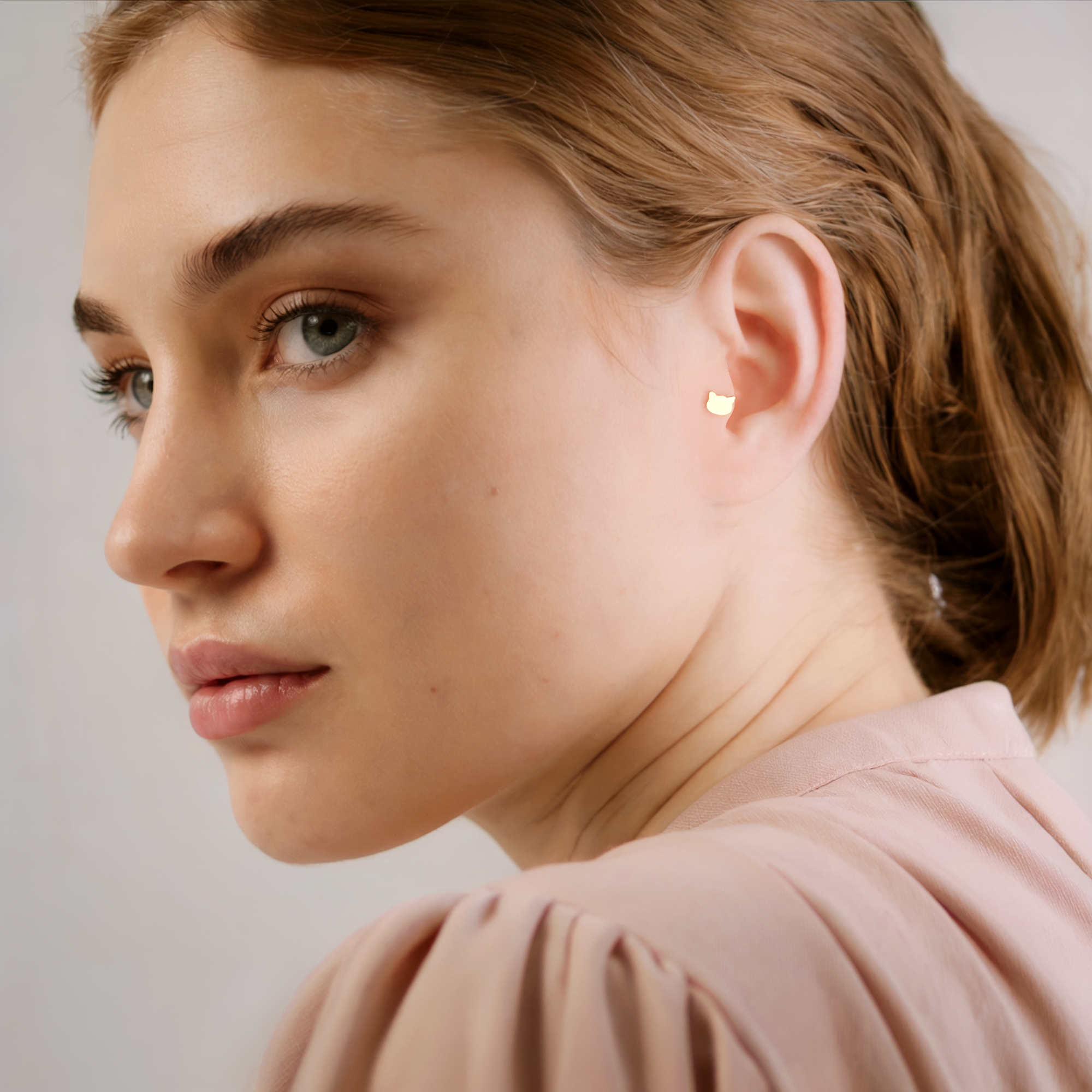 Cat Flatback Ear Piercing 14K Gold