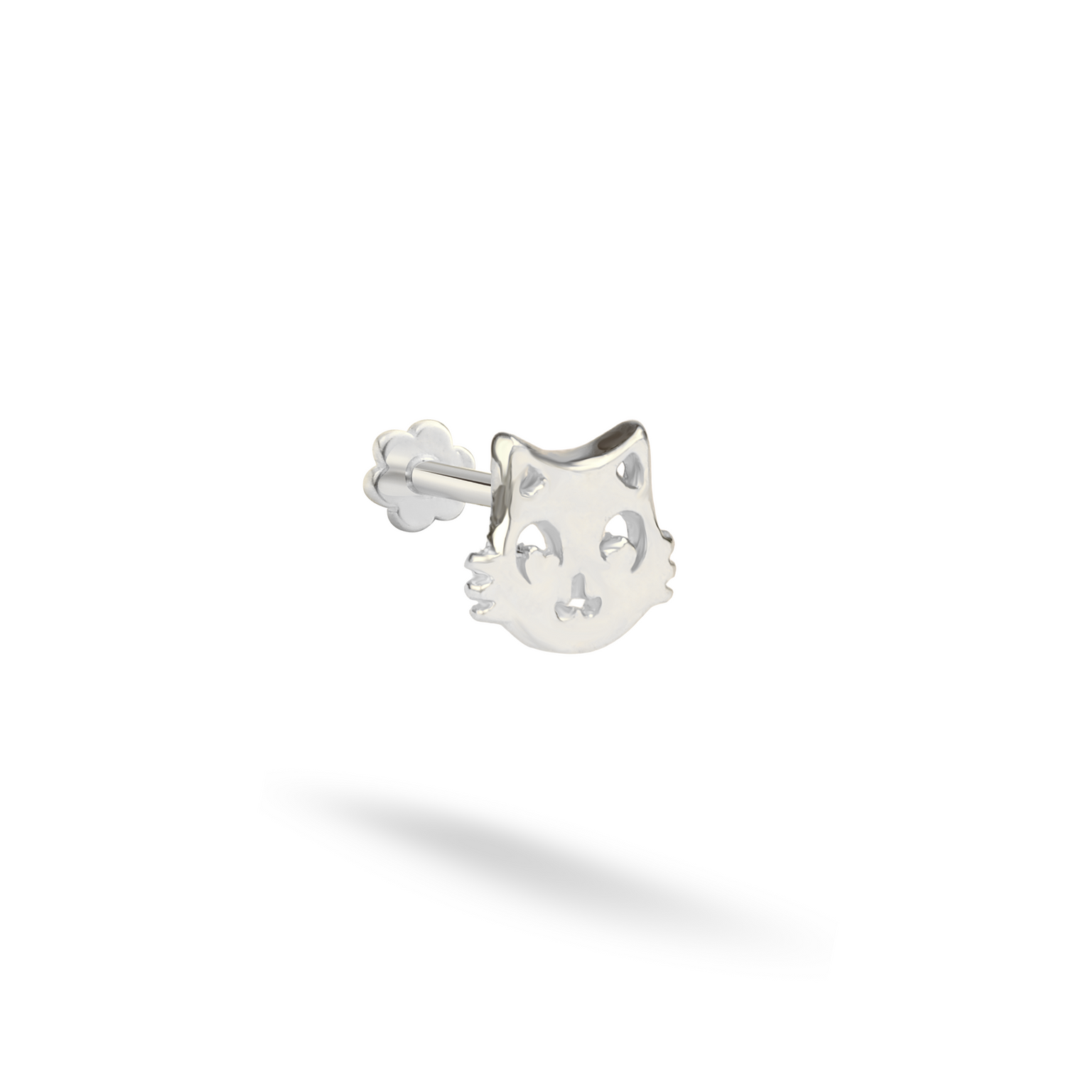 Cat Head Flatback Ear Piercing 14K Gold