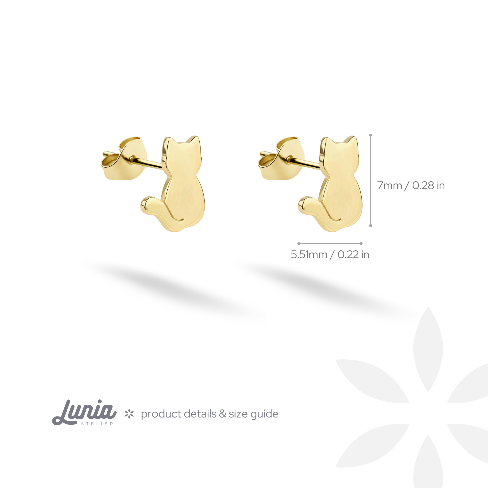 Cat Kitty Earrings 14K Gold / Silver