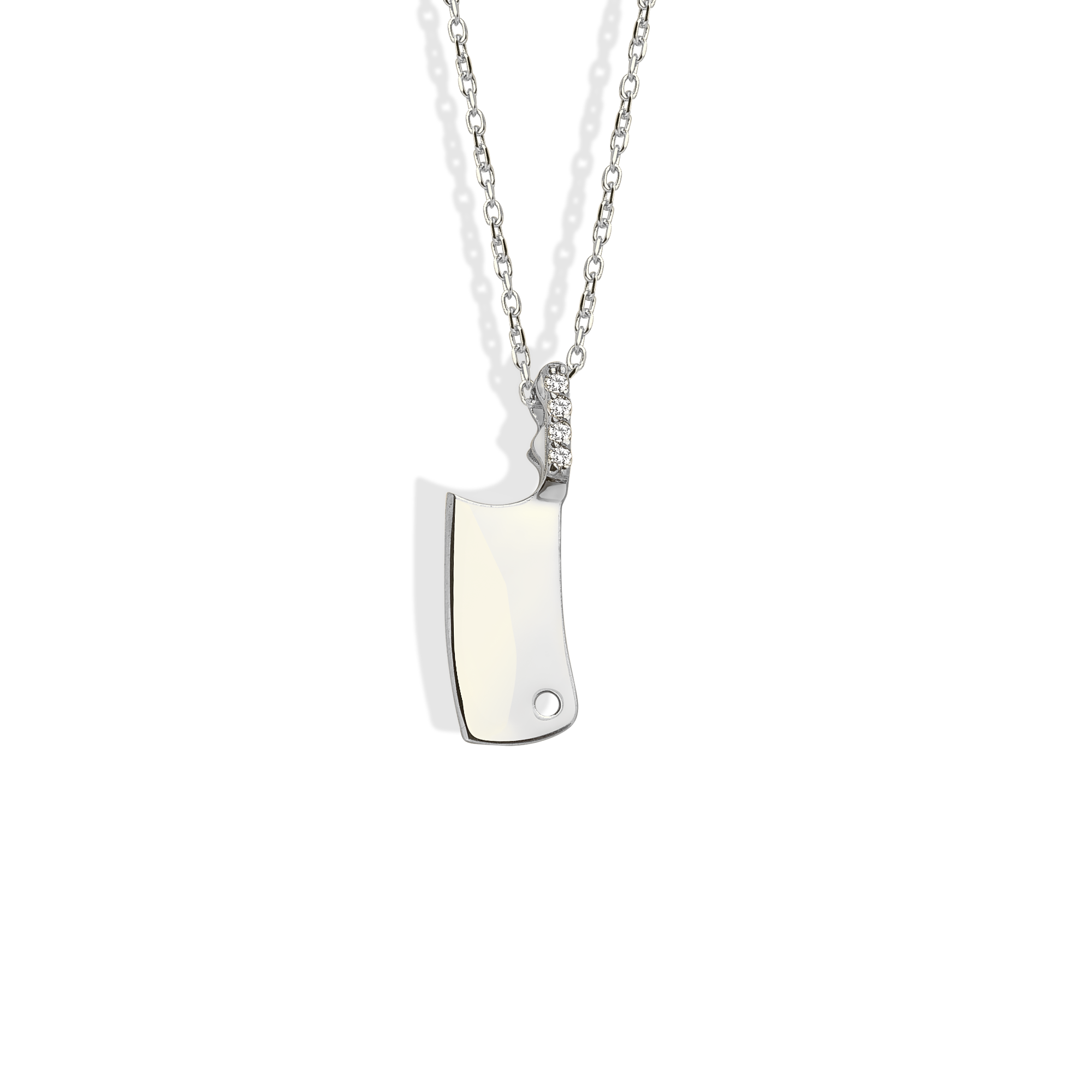 Cleaver Chef Knife Diamond Necklace 14K Gold / Silver