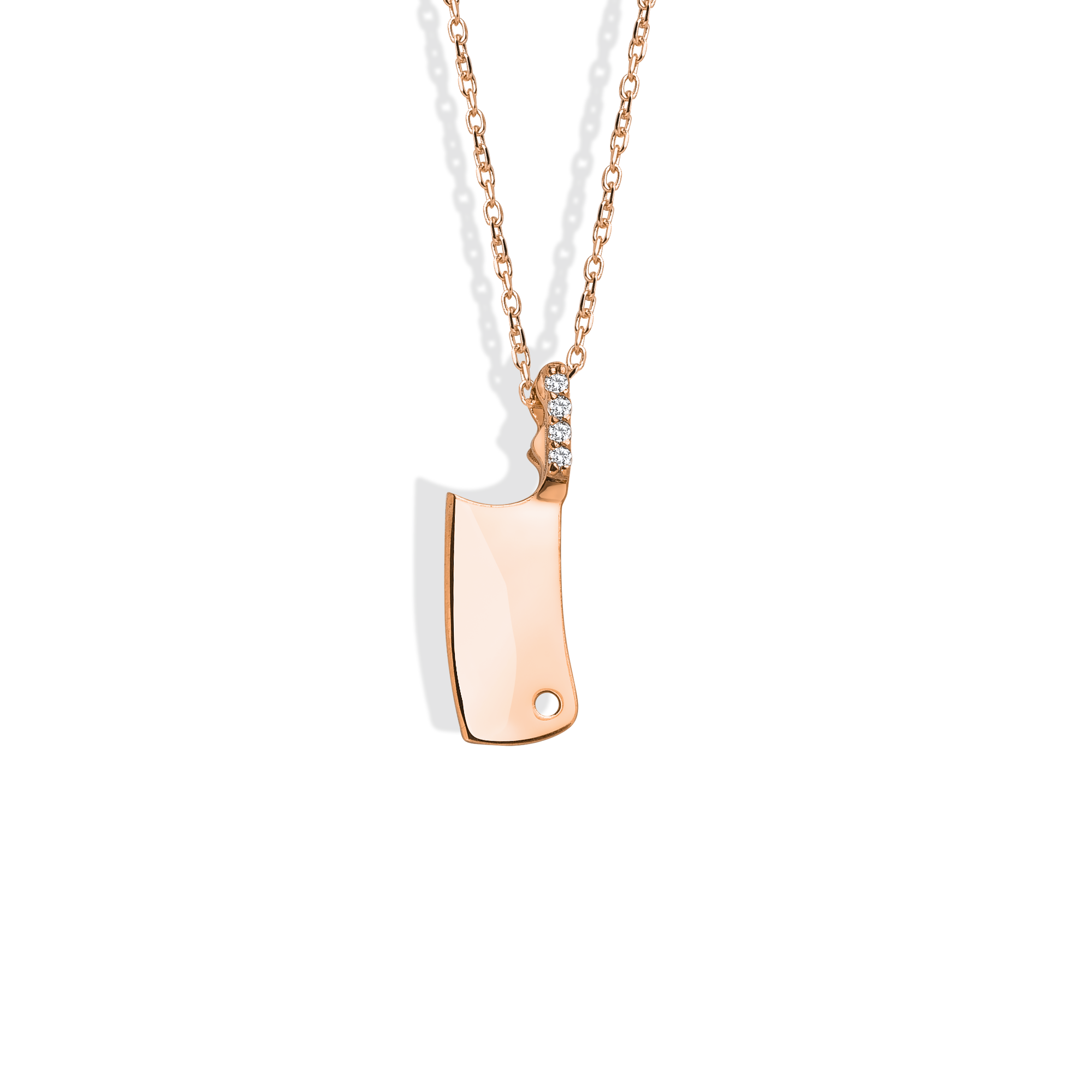 Cleaver Chef Knife Diamond Necklace 14K Gold / Silver