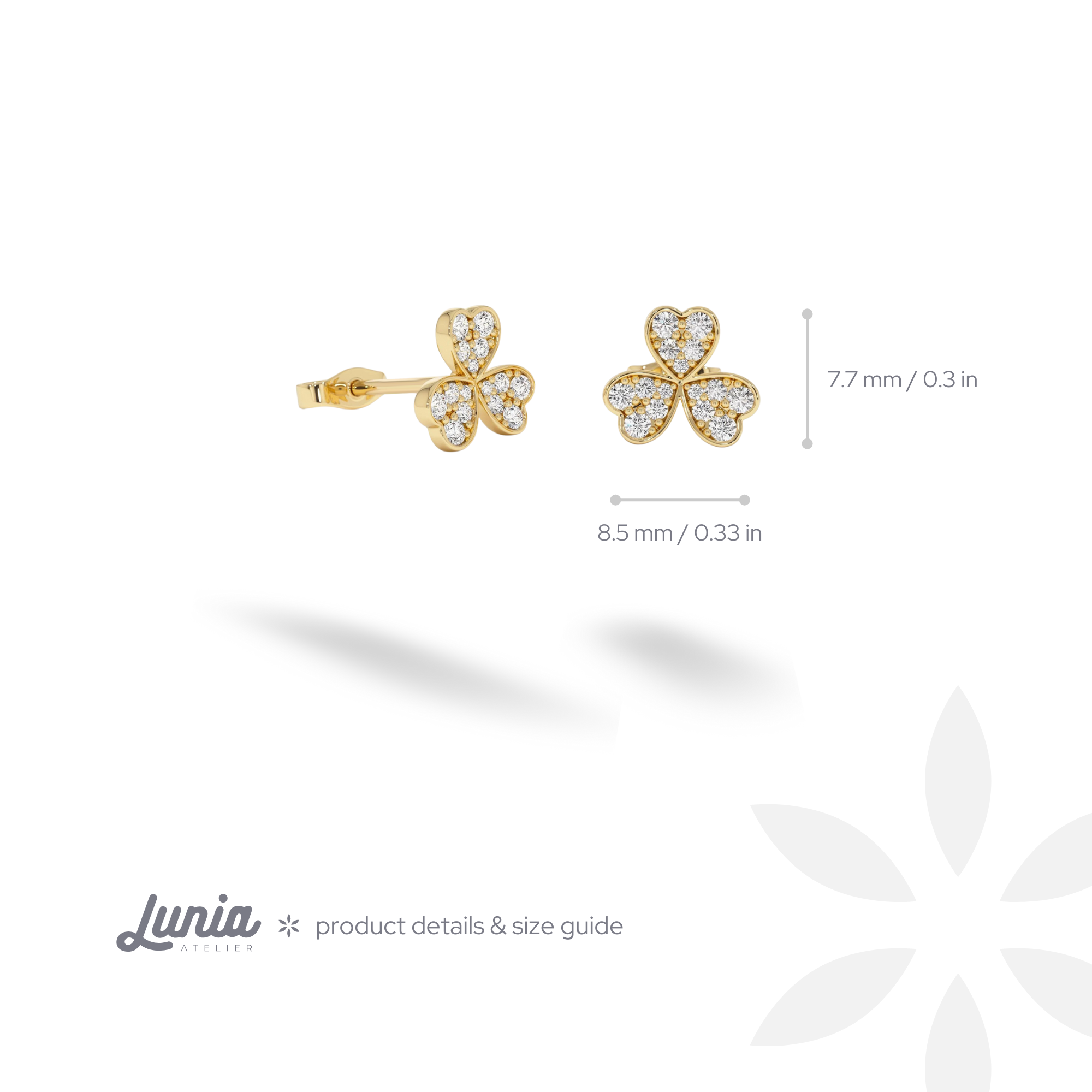 Clover Stone Diamond Earrings 14K Gold