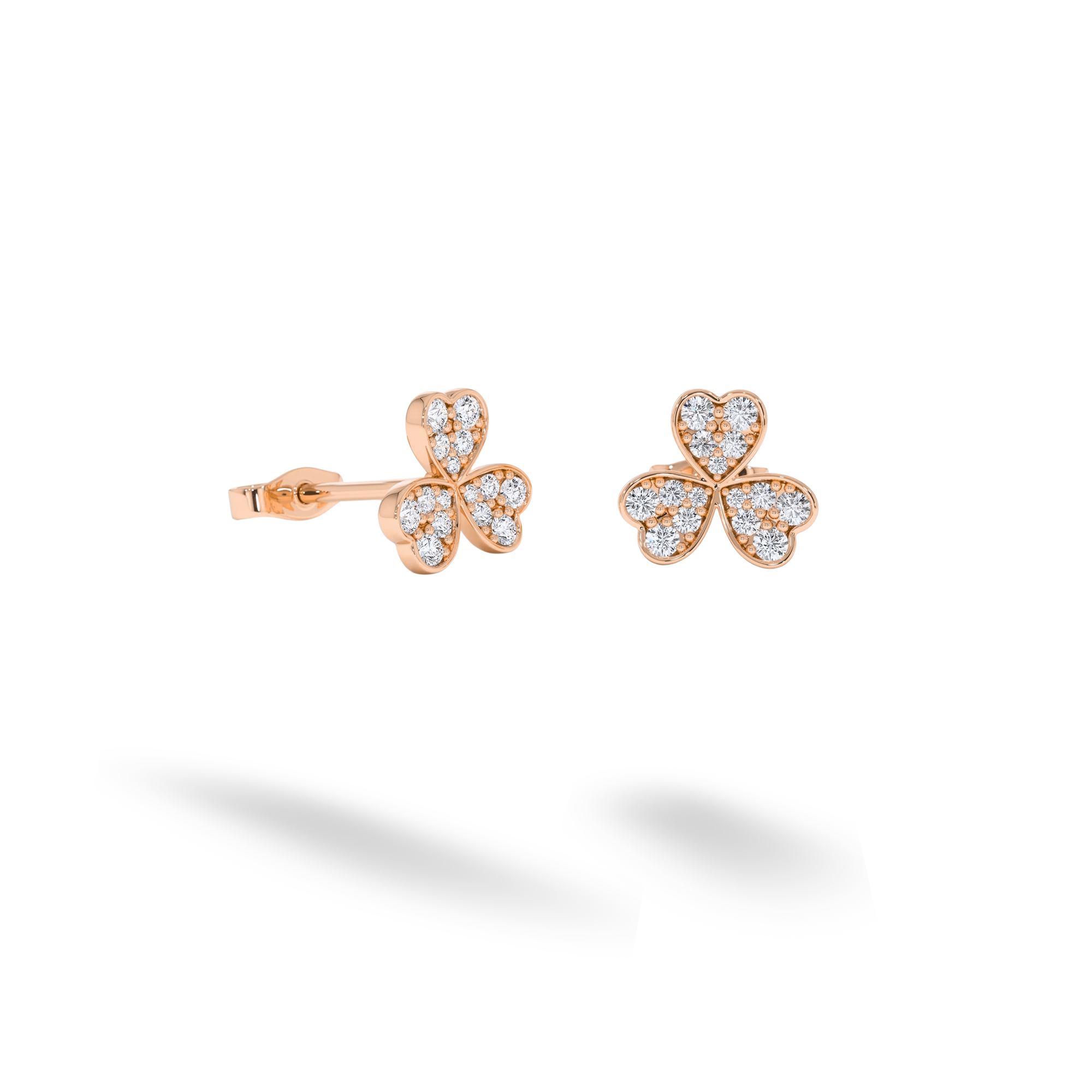 Clover Stone Diamond Earrings 14K Gold