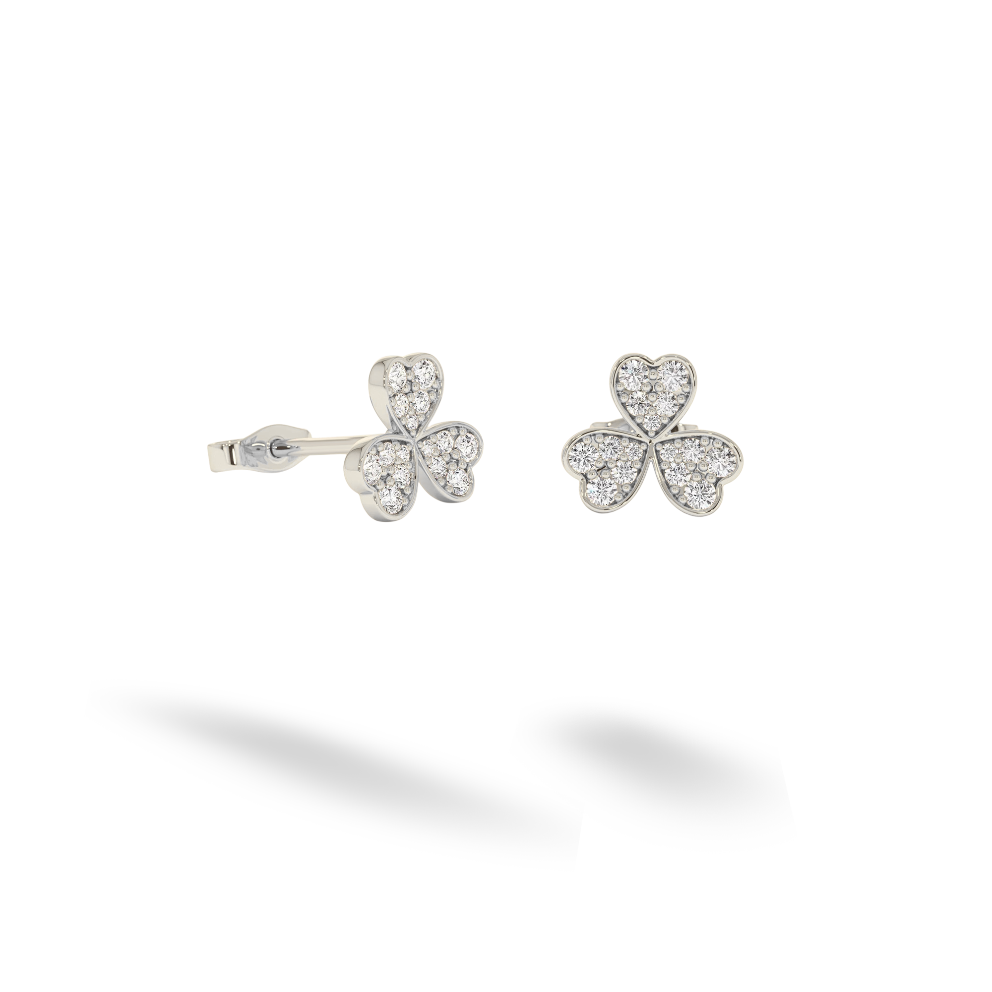 Clover Stone Diamond Earrings 14K Gold
