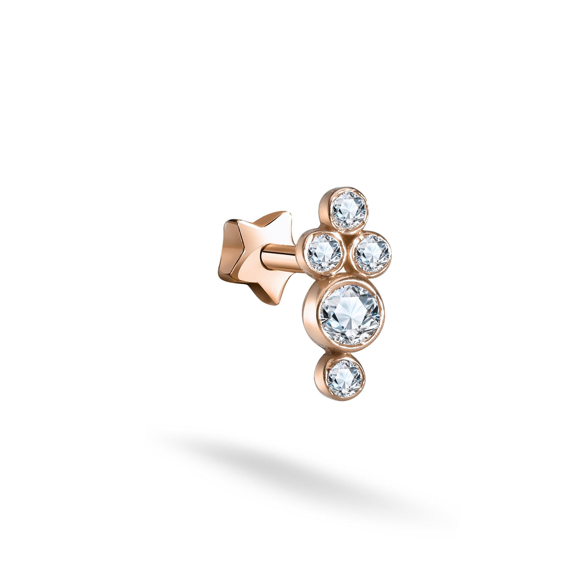 Cluster Five Flatback Ear Piercing 14K Gold with CZ Stone