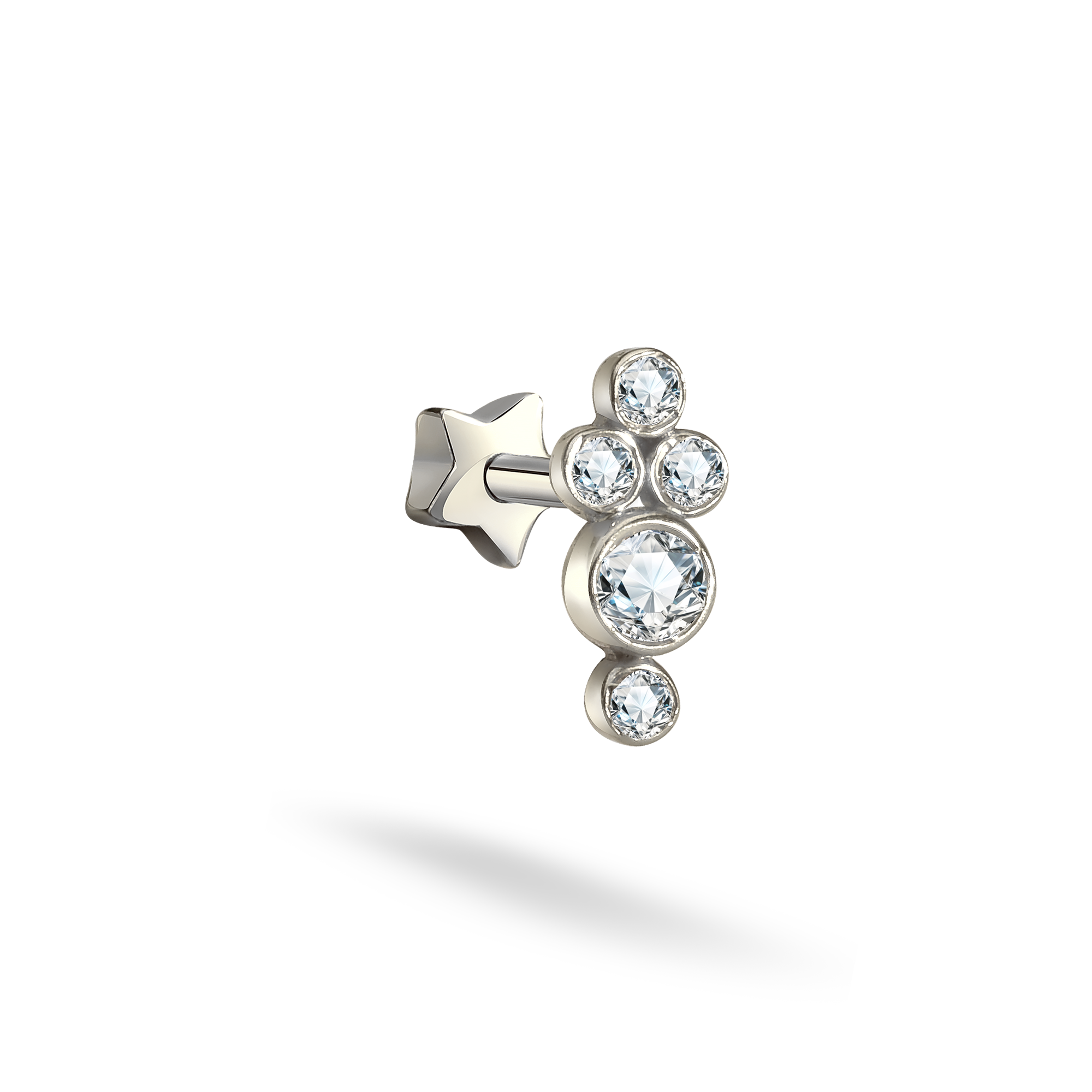 Cluster Five Flatback Ear Piercing 14K Gold with CZ Stone