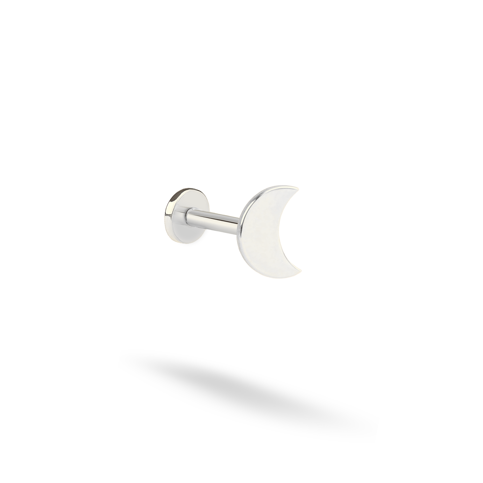 Crescent Moon Flatback Ear Piercing 14K Gold
