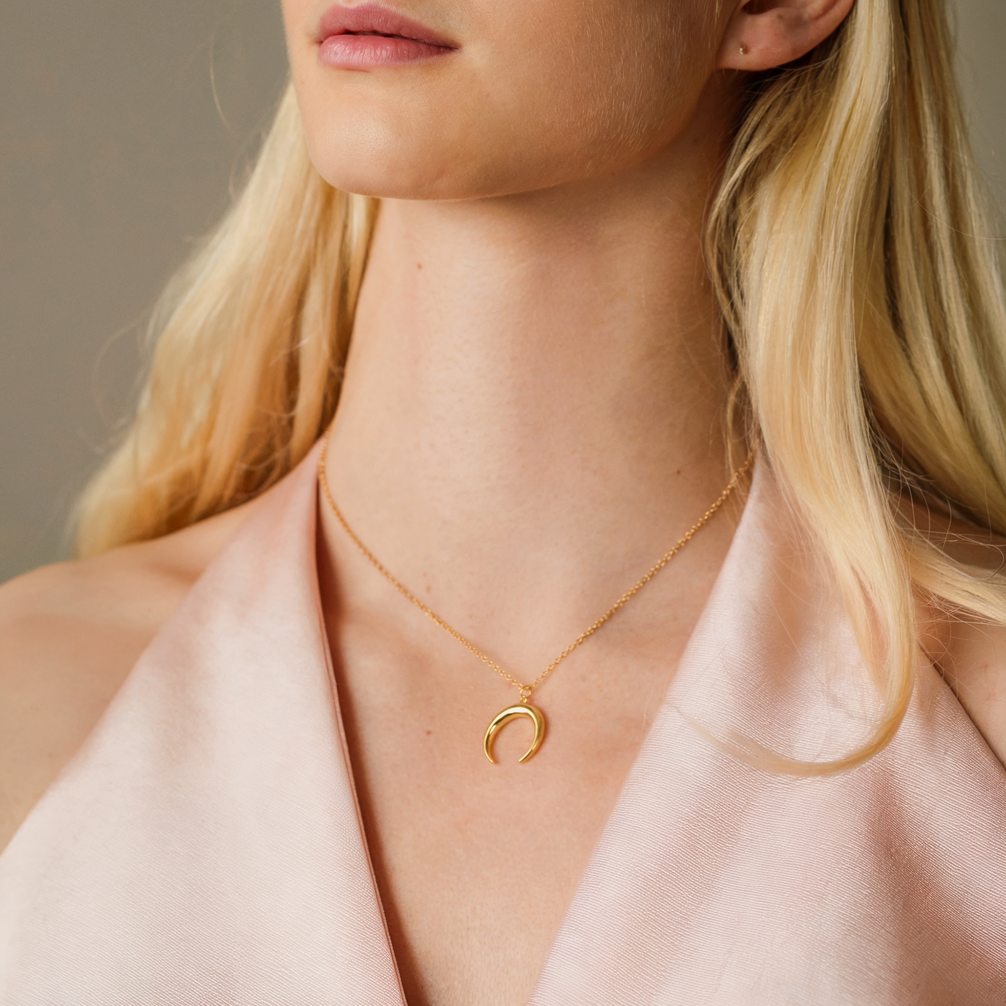 Crescent Moon Necklace 14K Gold