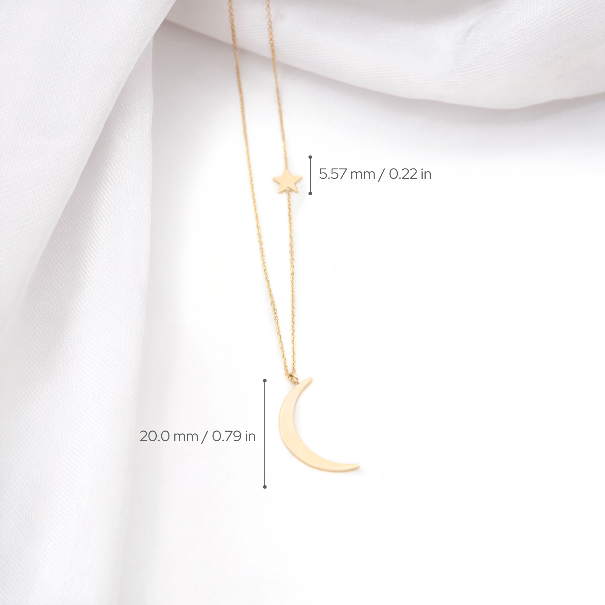 Crescent Star Necklace 14K Gold