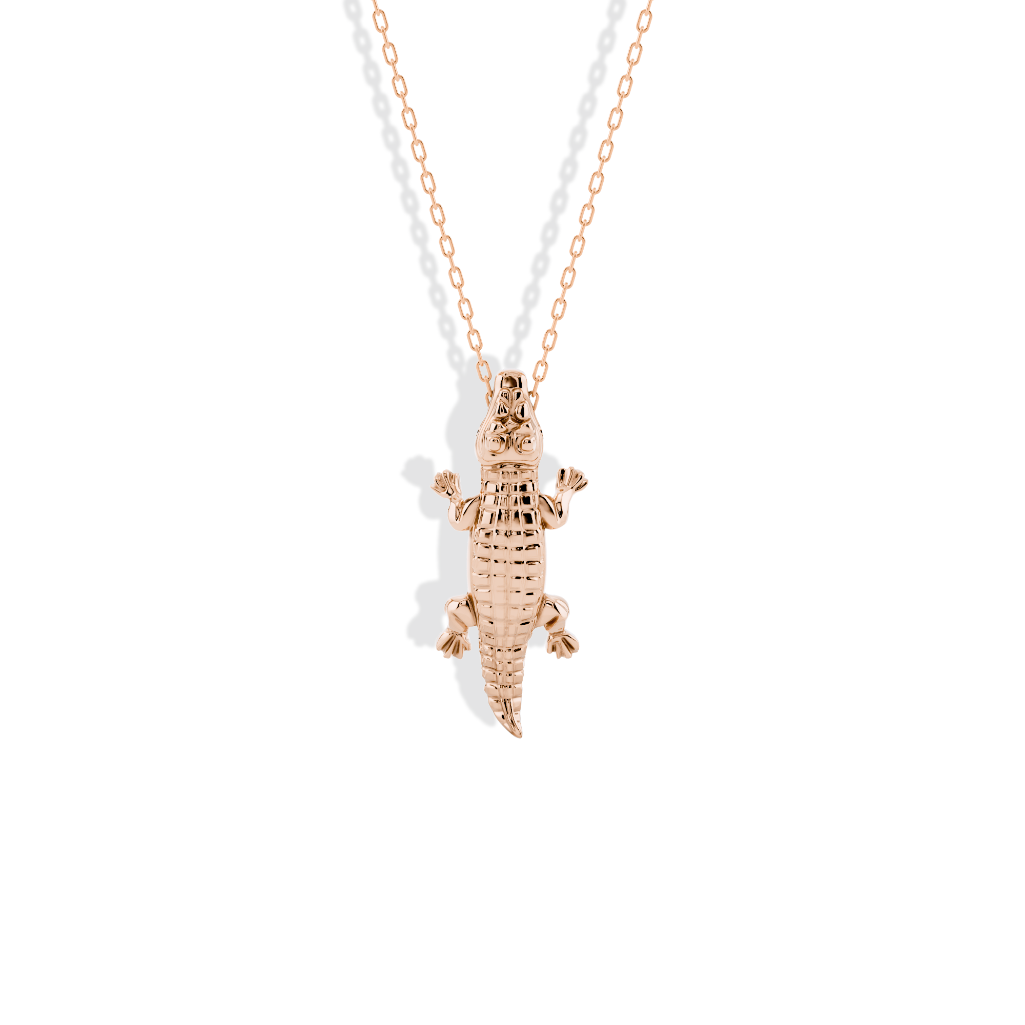 Crocodile Bite Chain Pendant Necklace 14K Gold / Silver