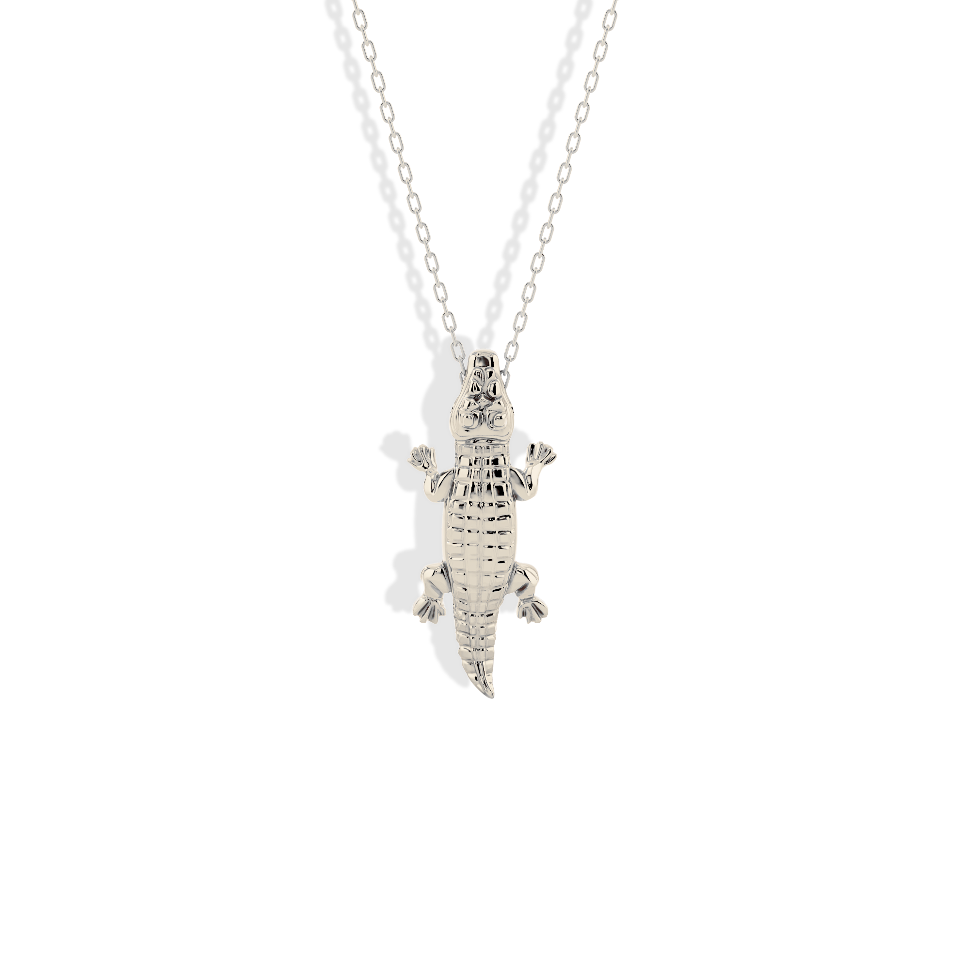 Crocodile Bite Chain Pendant Necklace 14K Gold / Silver