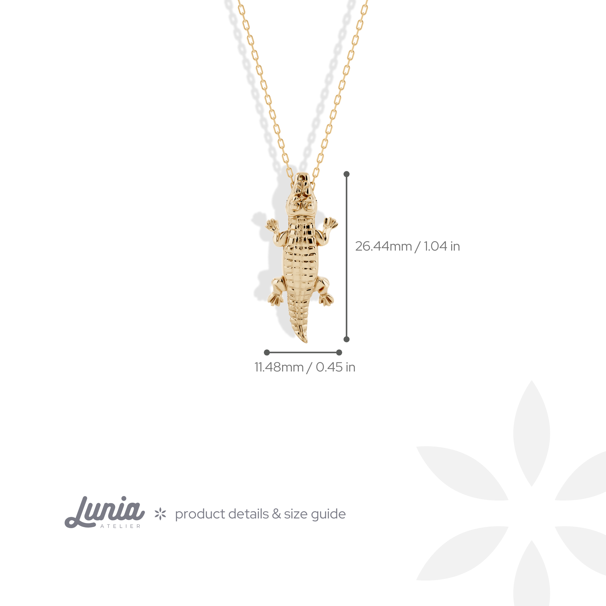 Crocodile Bite Chain Pendant Necklace 14K Gold / Silver