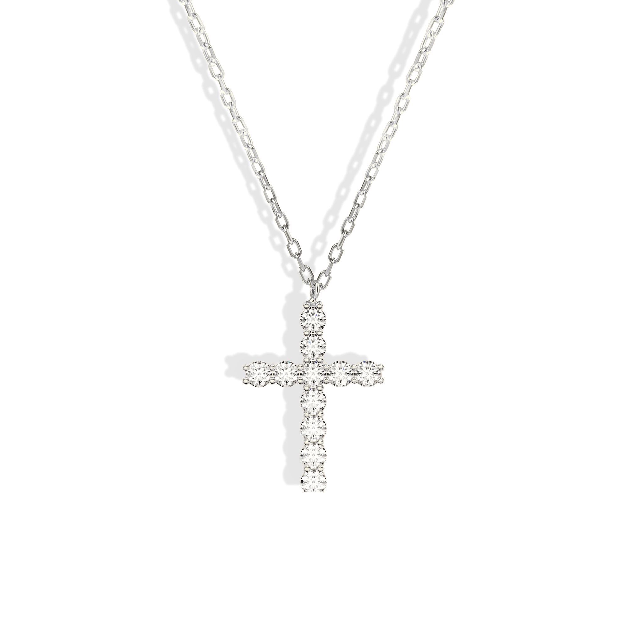 Cross Diamond Stone Necklace 14K Gold