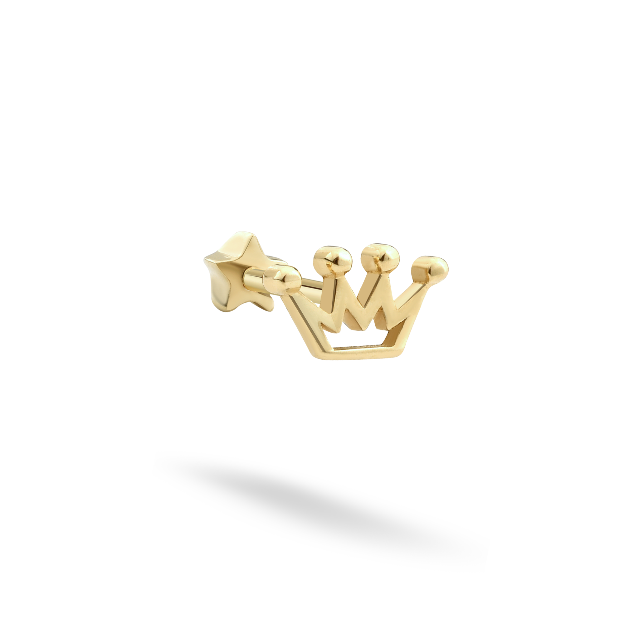 Crown Flatback Ear Piercing 14K Gold