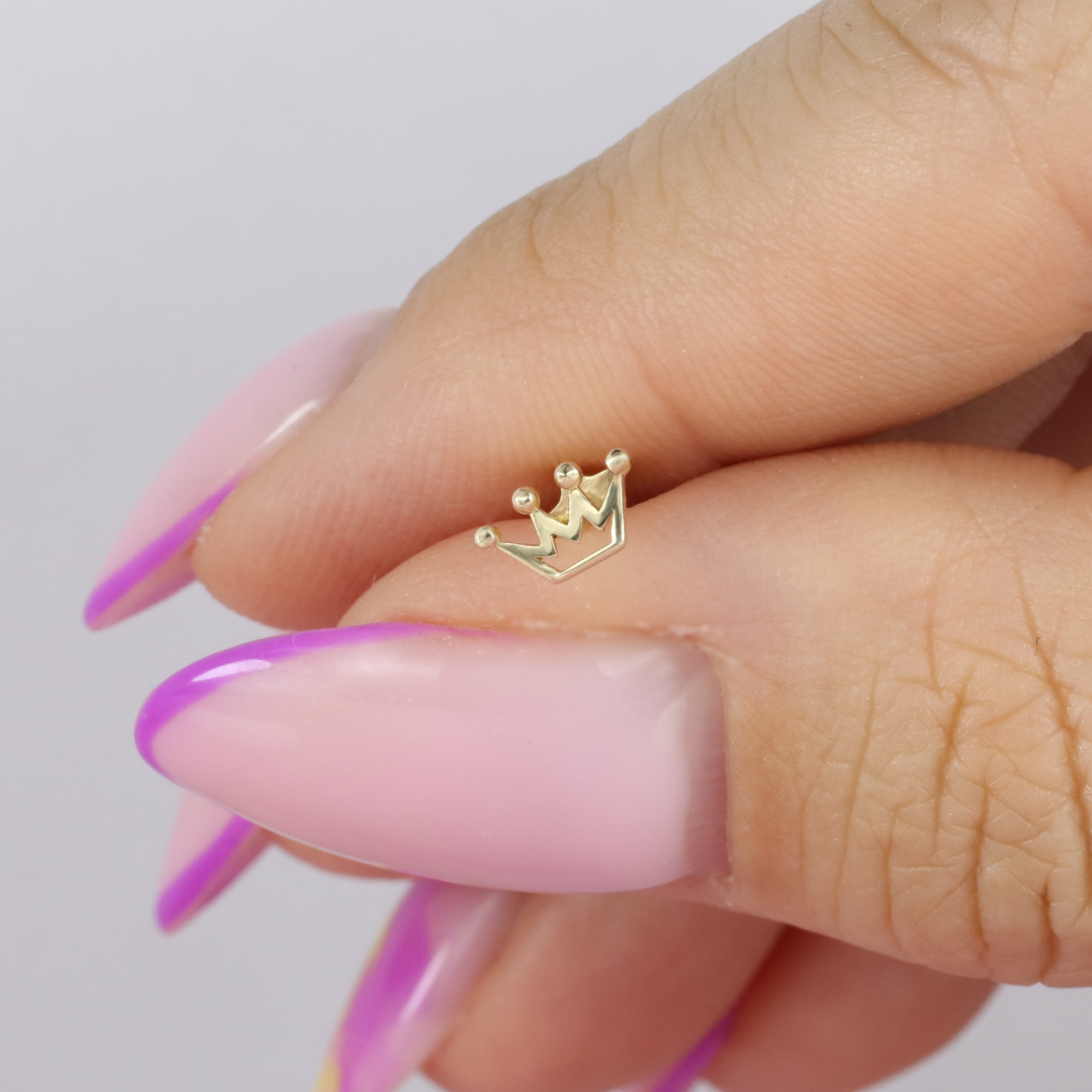 Crown Flatback Ear Piercing 14K Gold