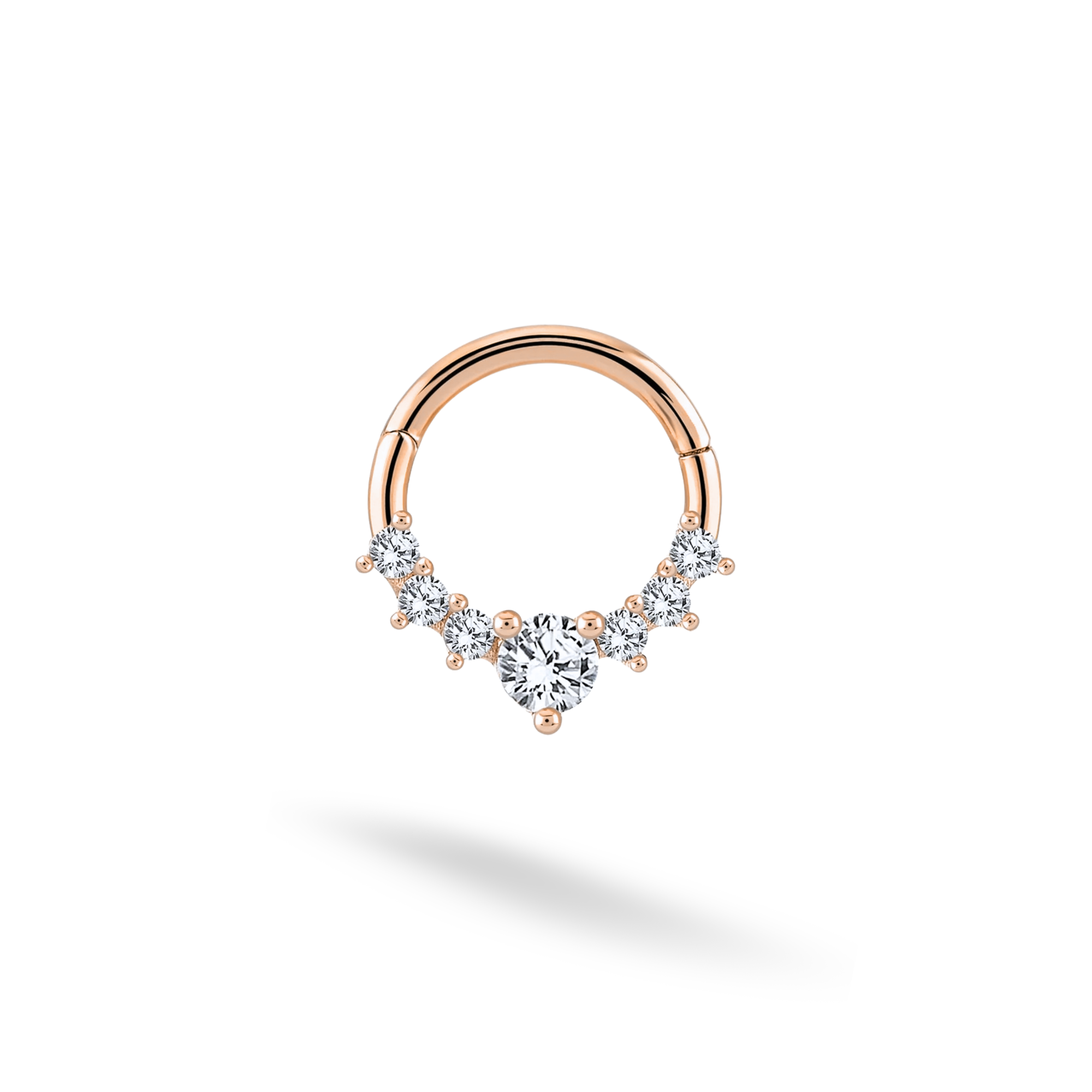 Crown Hoop Ear Piercing 14K Gold Diamond CZ Stone