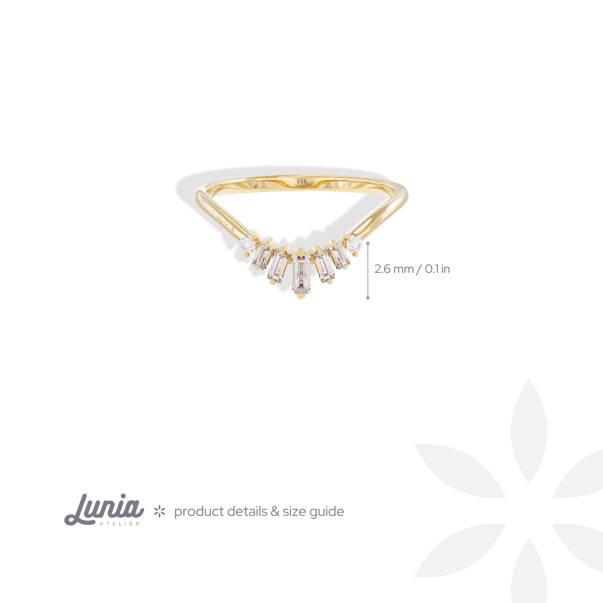 Curved Wave Diamond Stone Band Ring 14K Gold