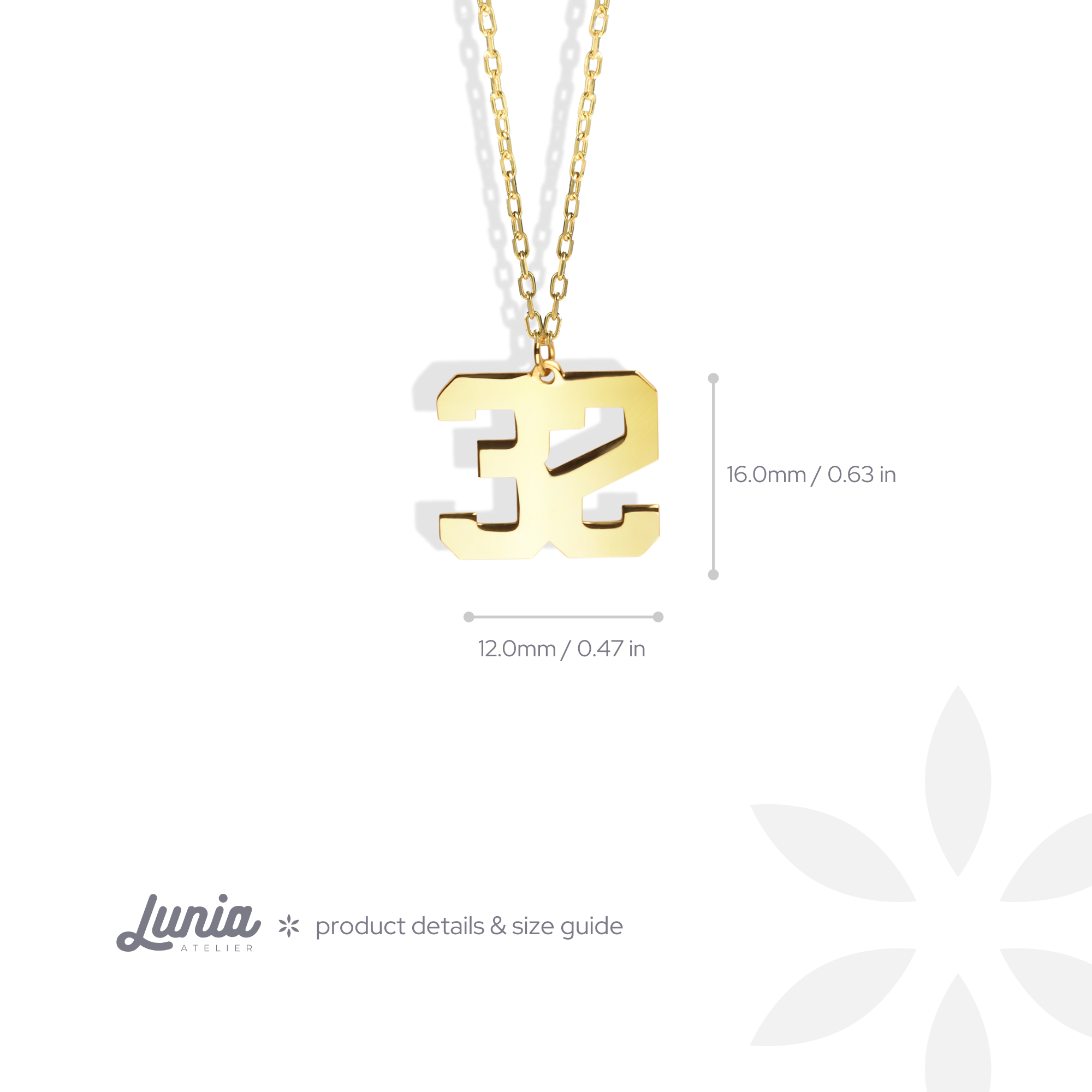 Custom Number Personalized Sport Necklace 14K Gold