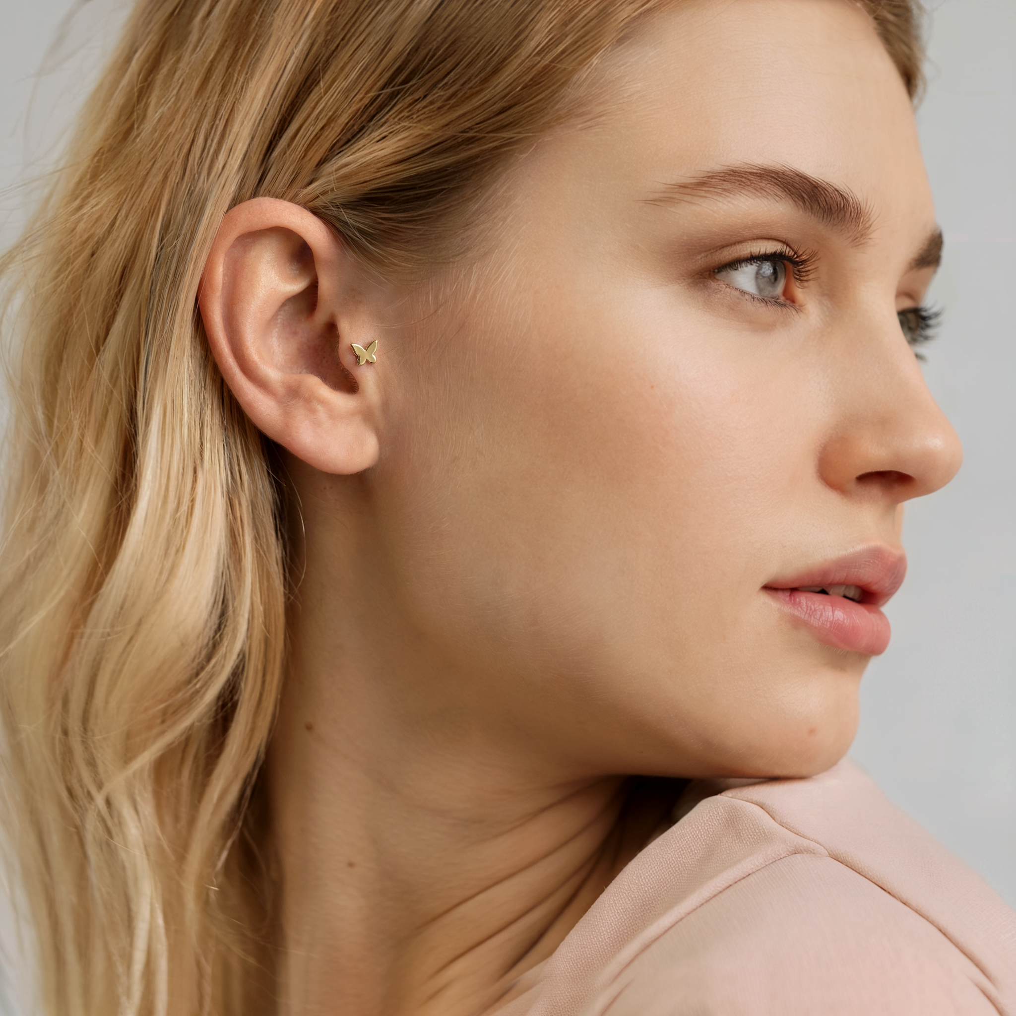 Cute Butterfly Flatback Ear Piercing 14K Gold / Silver