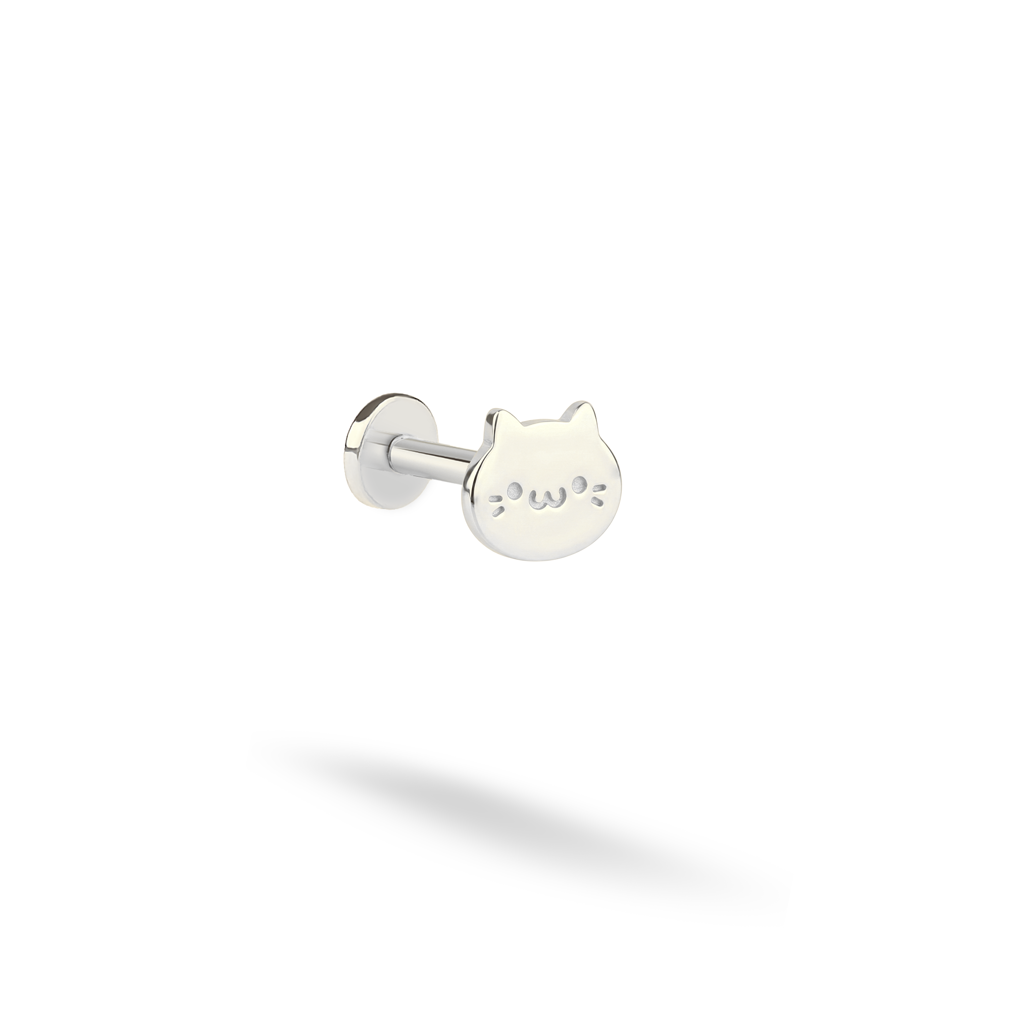 Cute Cat Flatback Ear Piercing 14K Gold / Silver