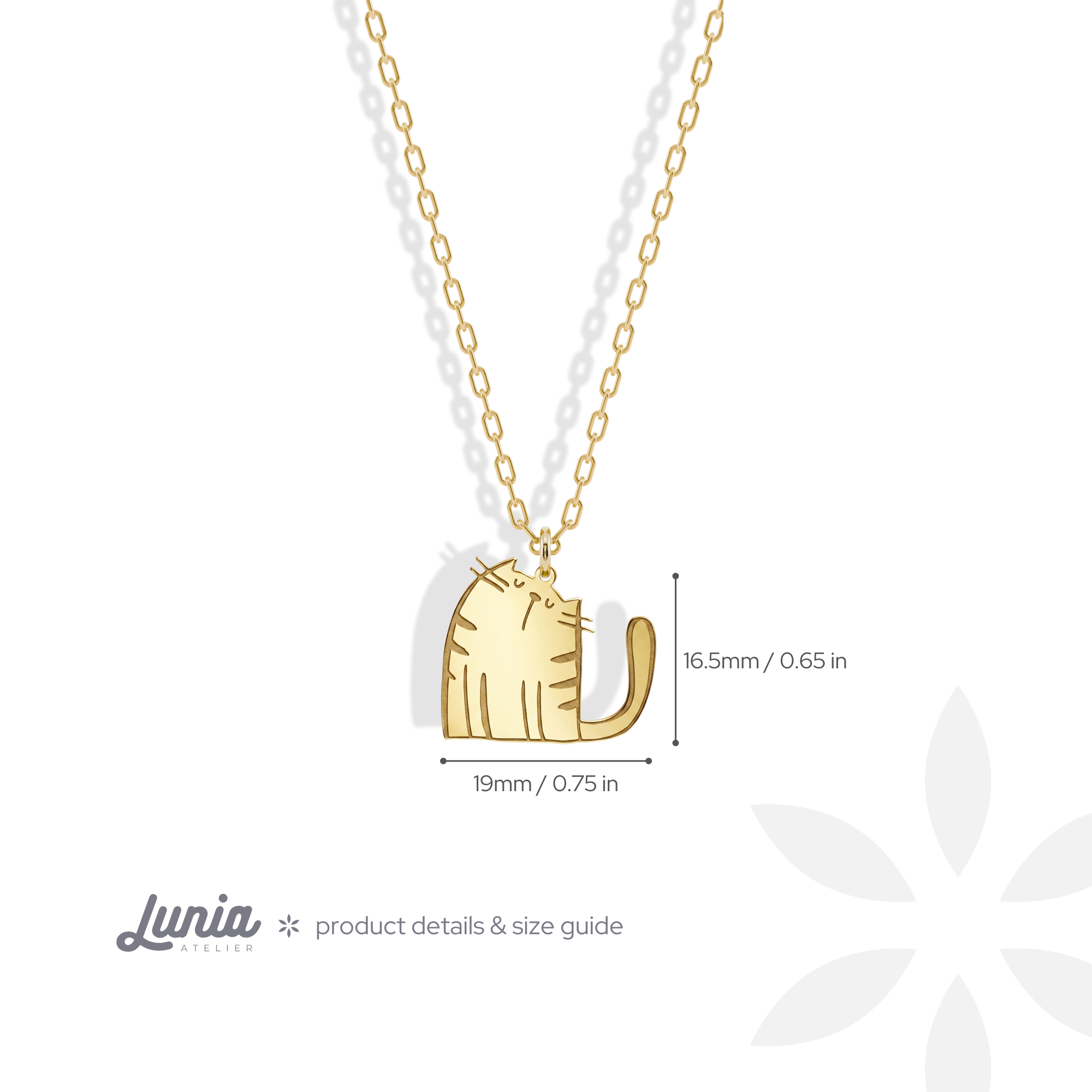 Cute Cat Pendant Necklace 14K Gold / Silver
