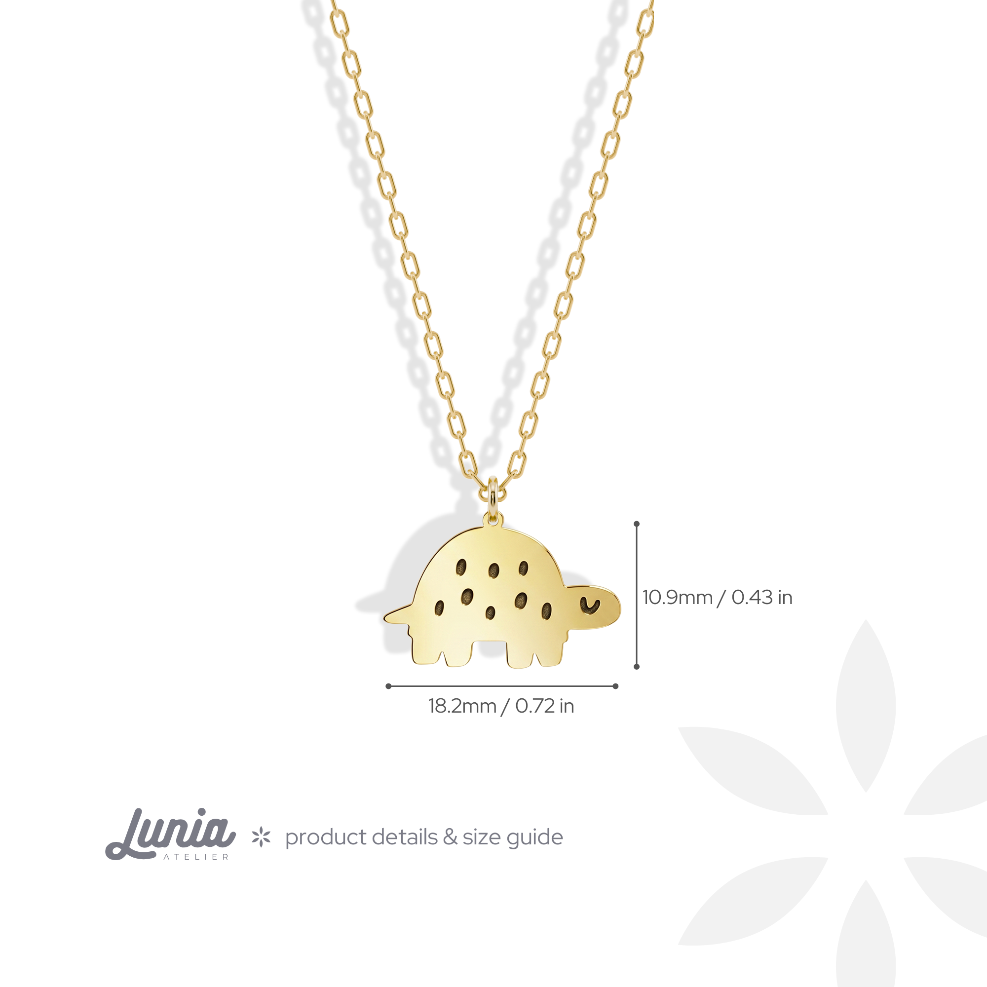 Cute Turtle Pendant Necklace 14K Gold / Silver