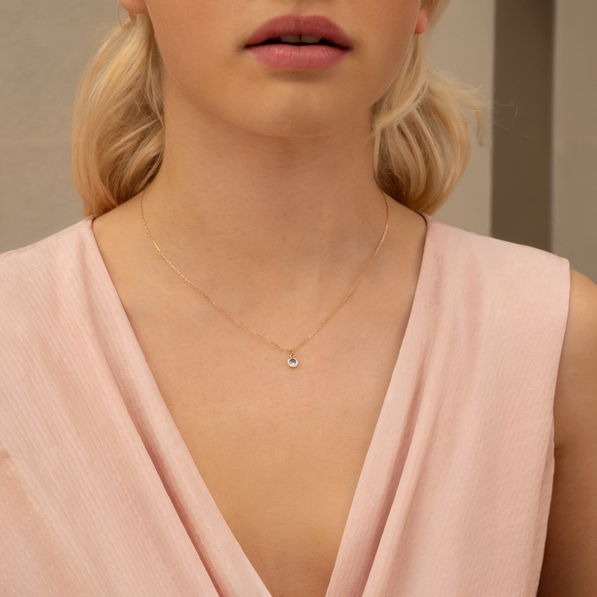 Dainty Birthstone Gemstone Chain Custom Necklace 14K Gold