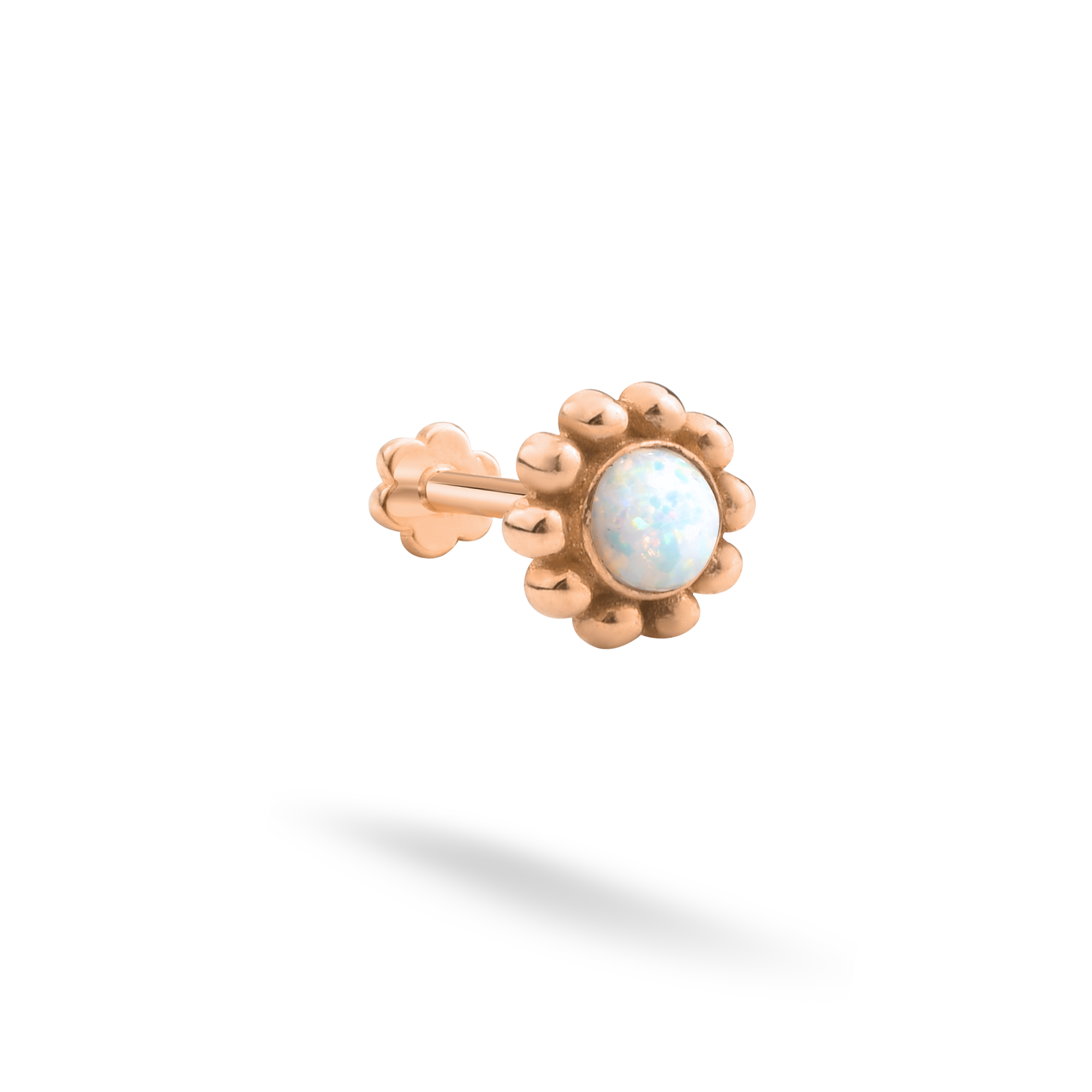 Daisy Blossom Flatback Ear Piercing 14K Gold with CZ Stone