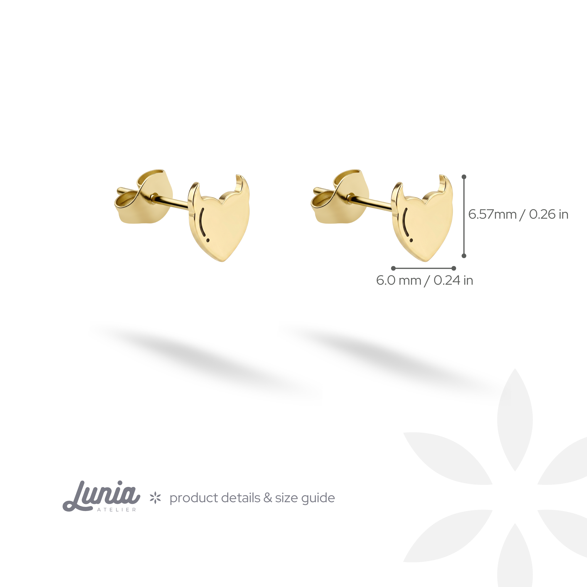 Devil Heart Stud Earrings 14K Gold / Silver