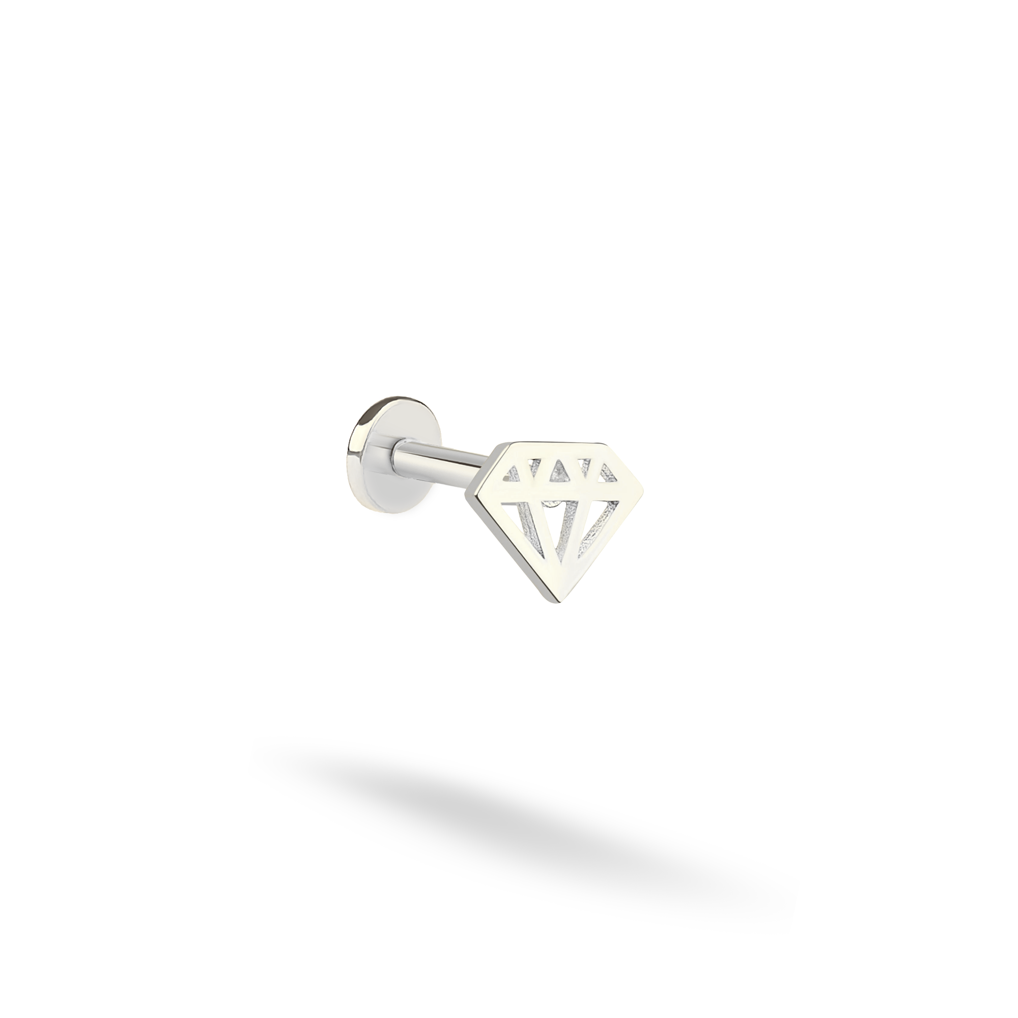 Diamond Shape Flatback Ear Piercing 14K Gold