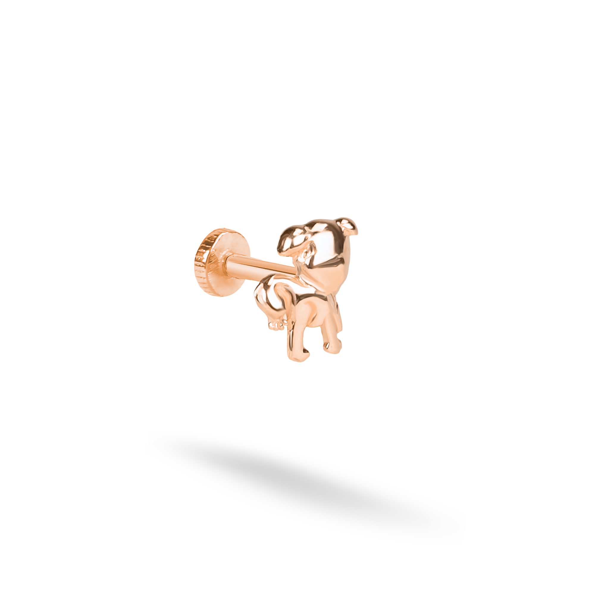Dog Flatback Ear Piercing 14K Gold