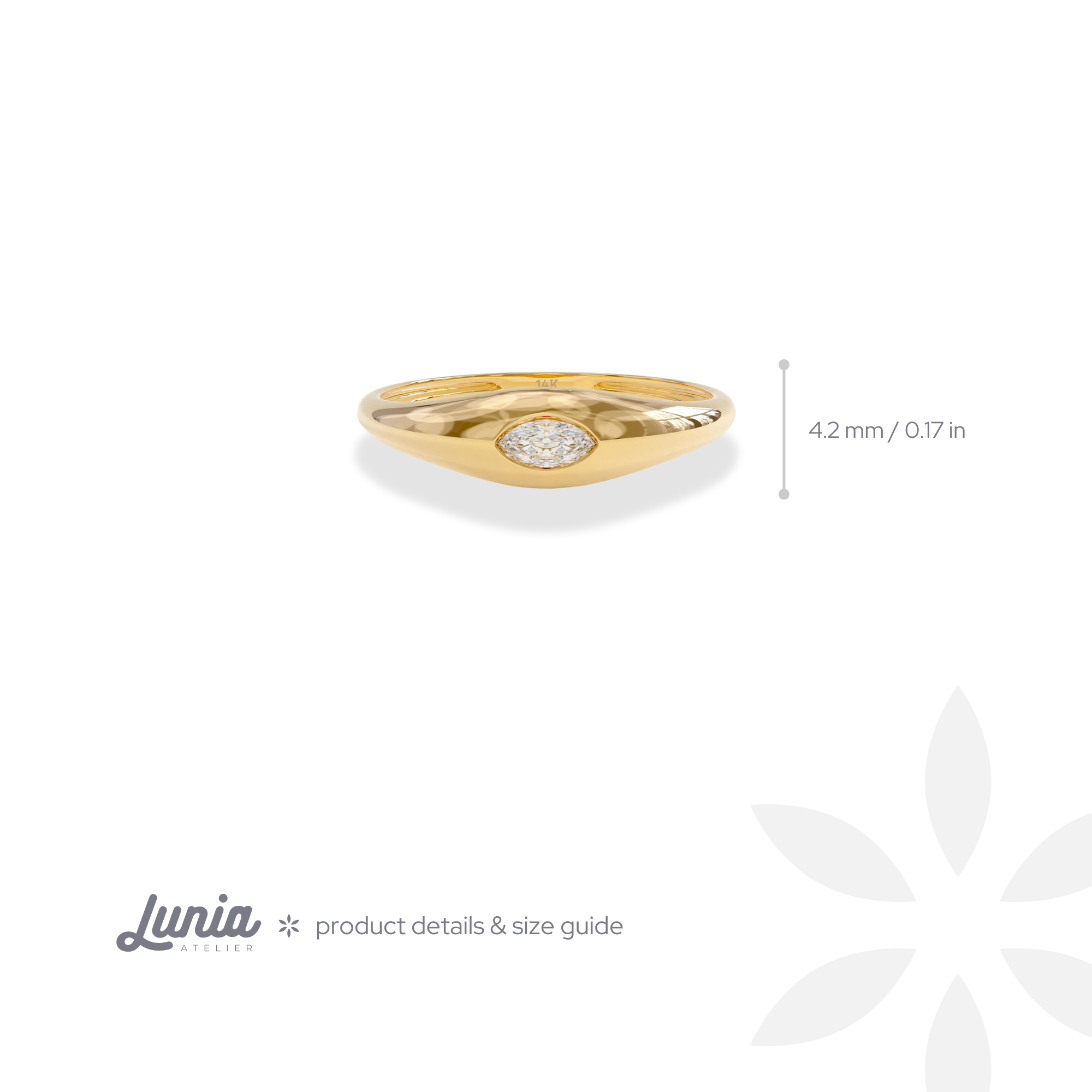 Dome Small Stone Diamond Ring 14K Gold