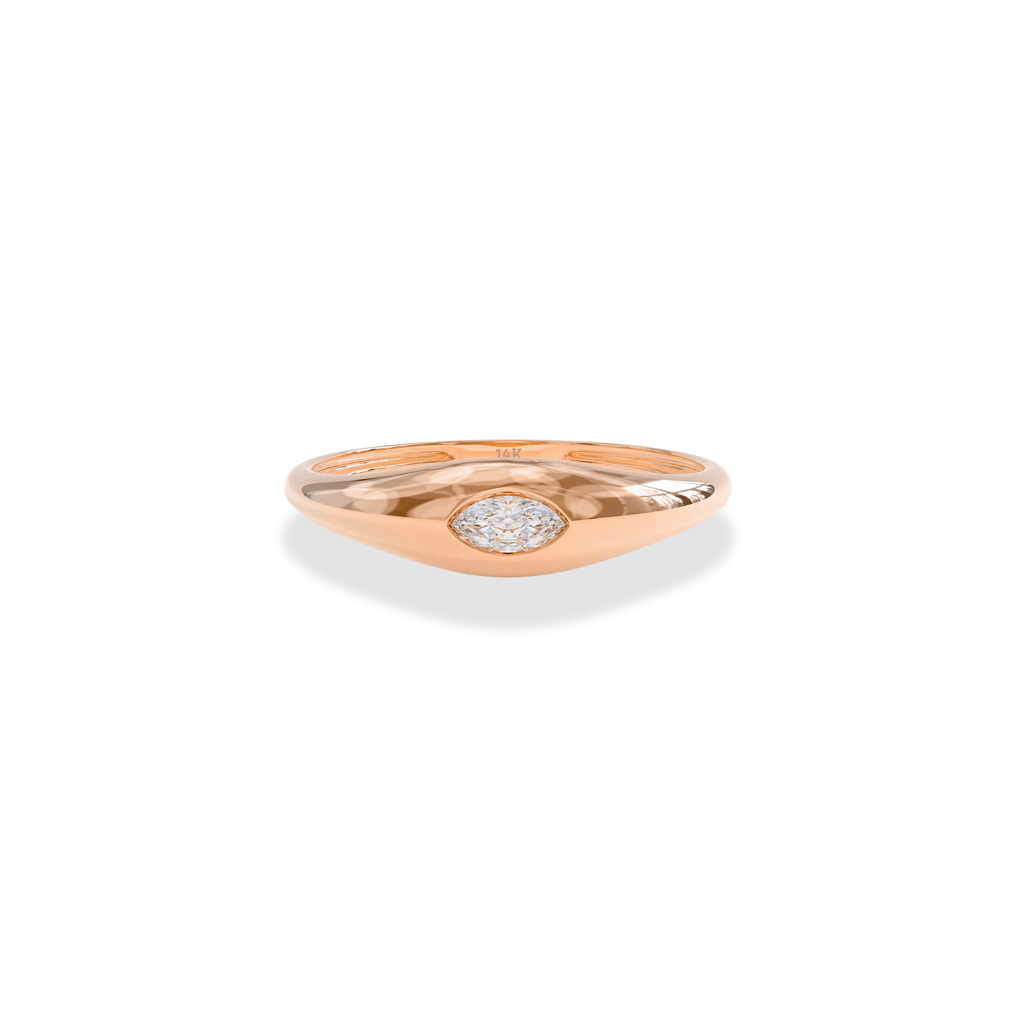 Dome Small Stone Diamond Ring 14K Gold