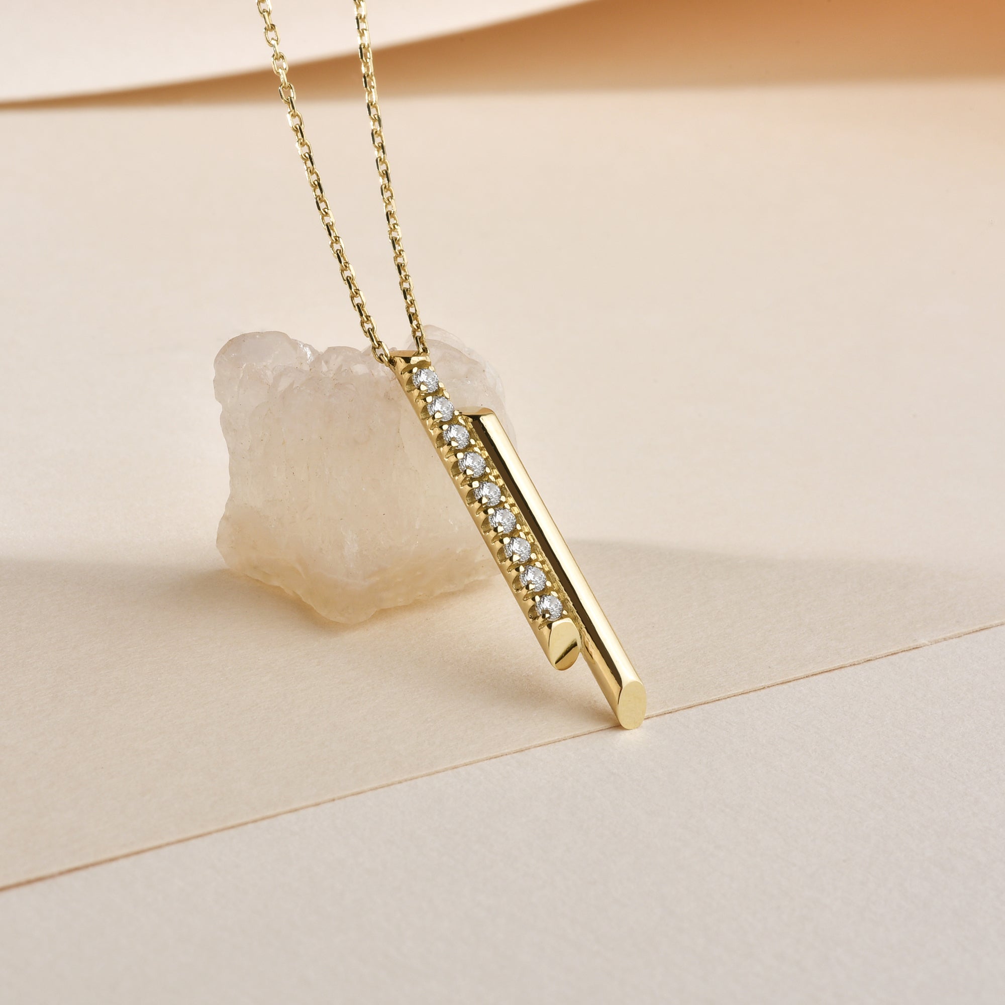 Double Bar Necklace Diamond 14K Gold / Silver