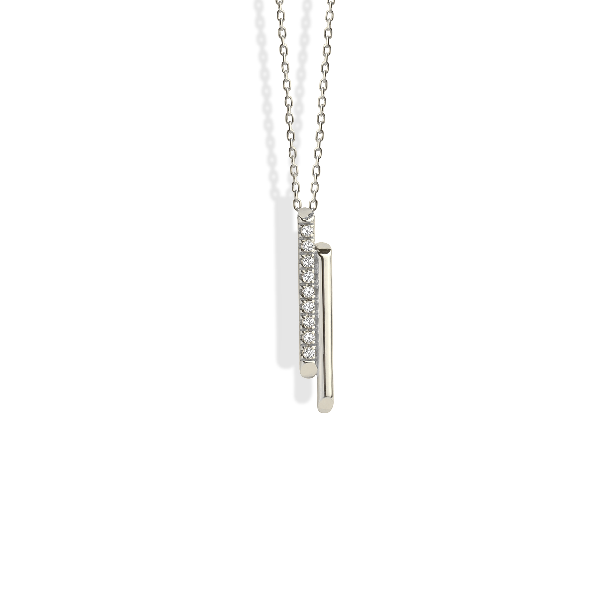 Double Bar Necklace Diamond 14K Gold / Silver