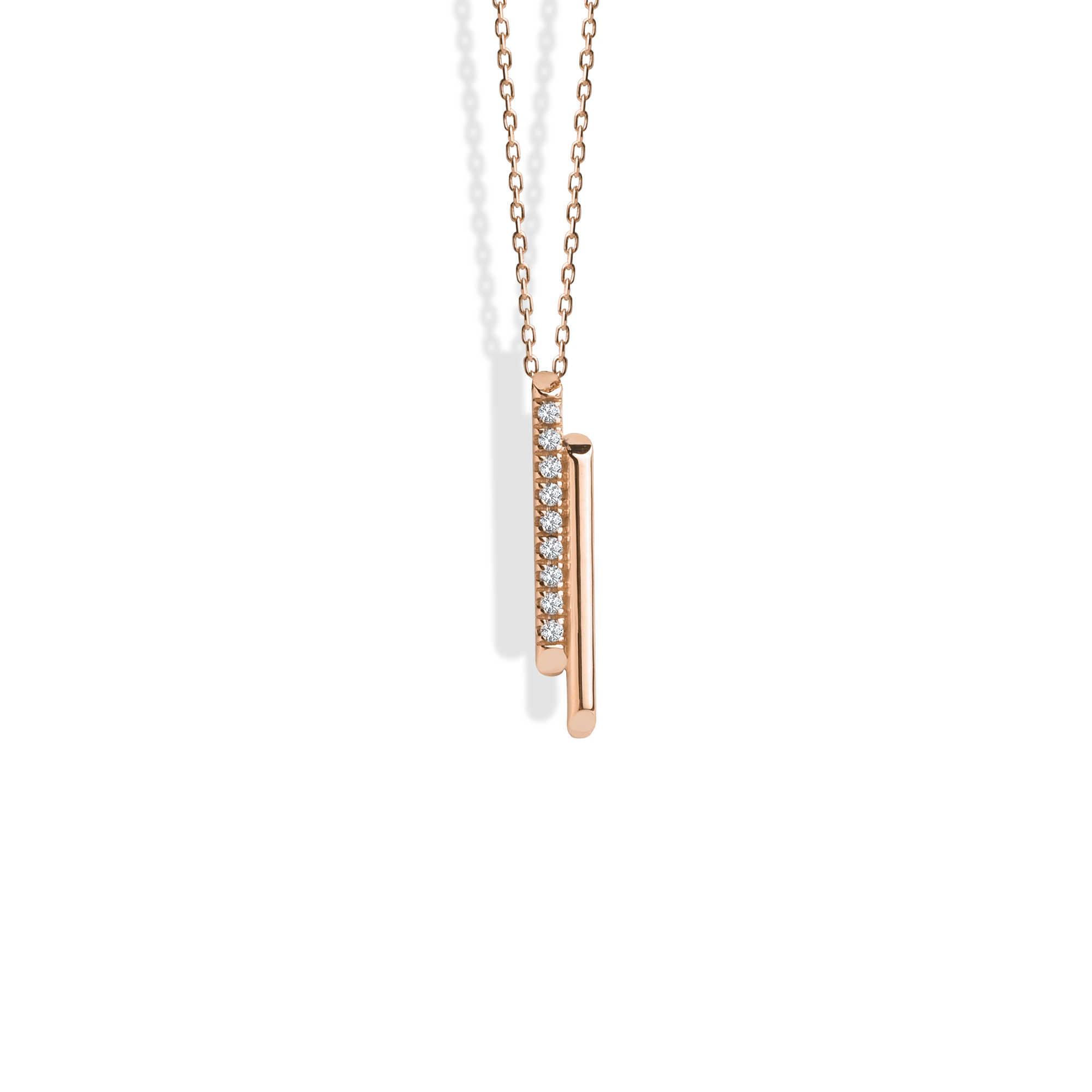 Double Bar Necklace Diamond 14K Gold / Silver