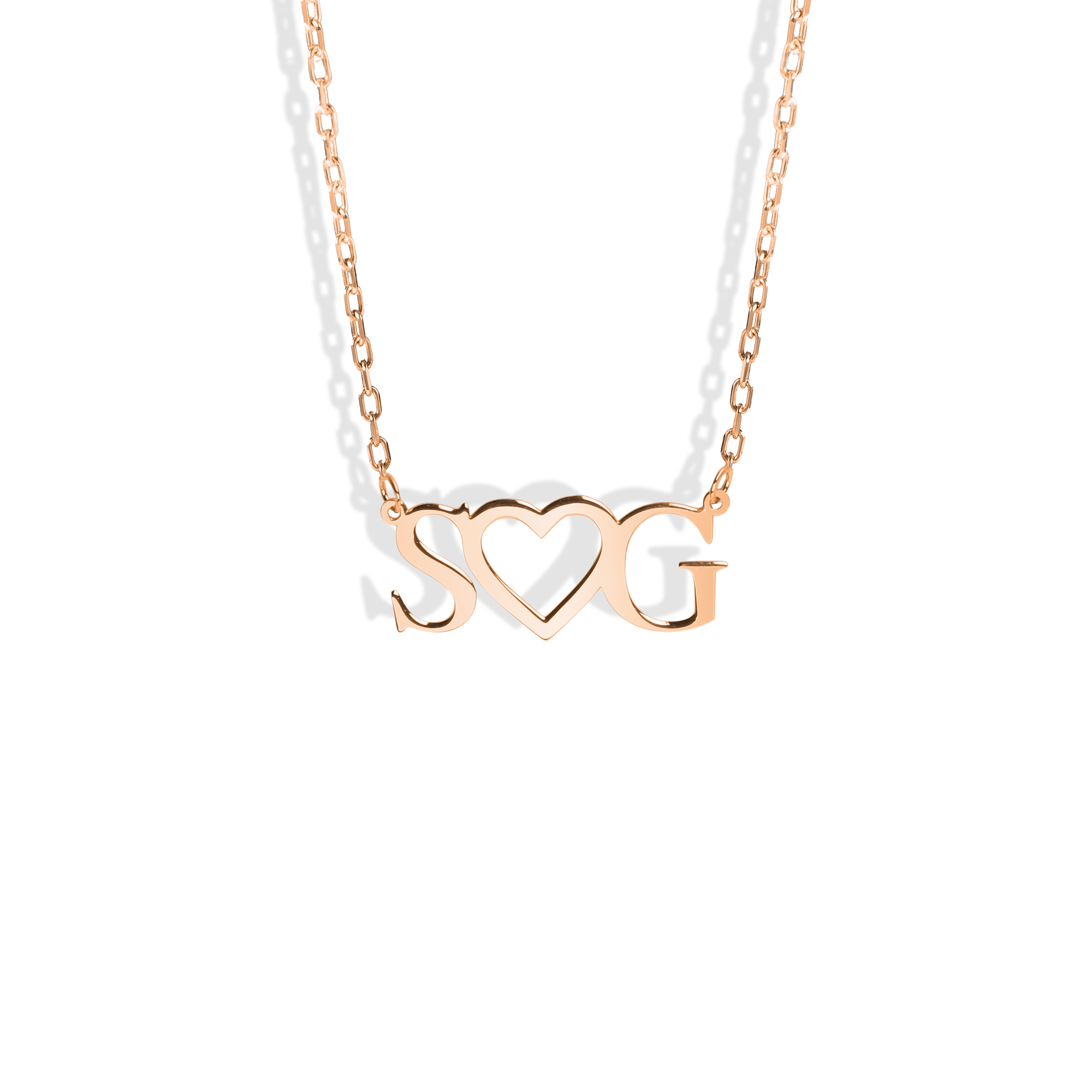 Double Initial Heart Letter Personalized Love Custom Necklace 14K Gold