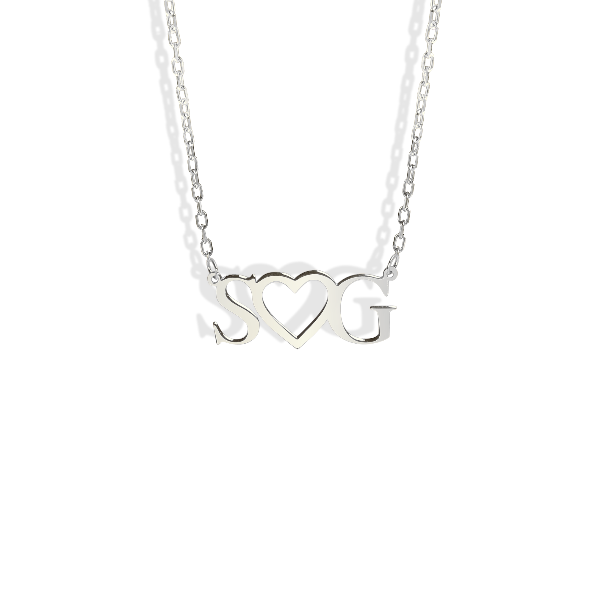 Double Initial Heart Letter Personalized Love Custom Necklace 14K Gold