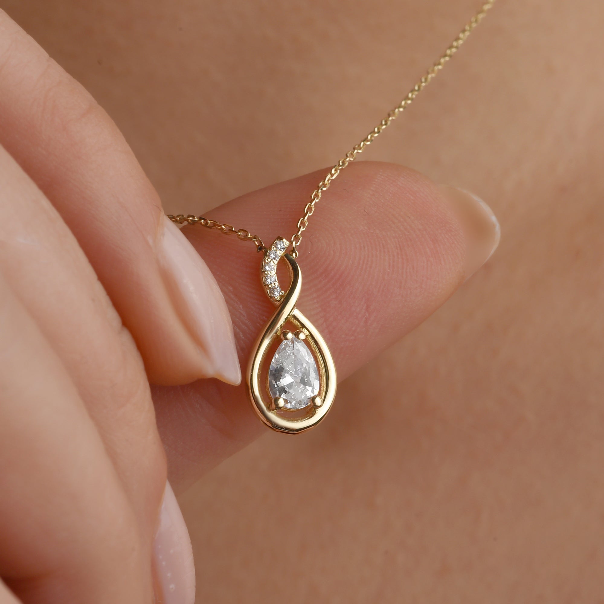 Dripstone Infinity Symbol Diamond Necklace 14K Gold / Silver