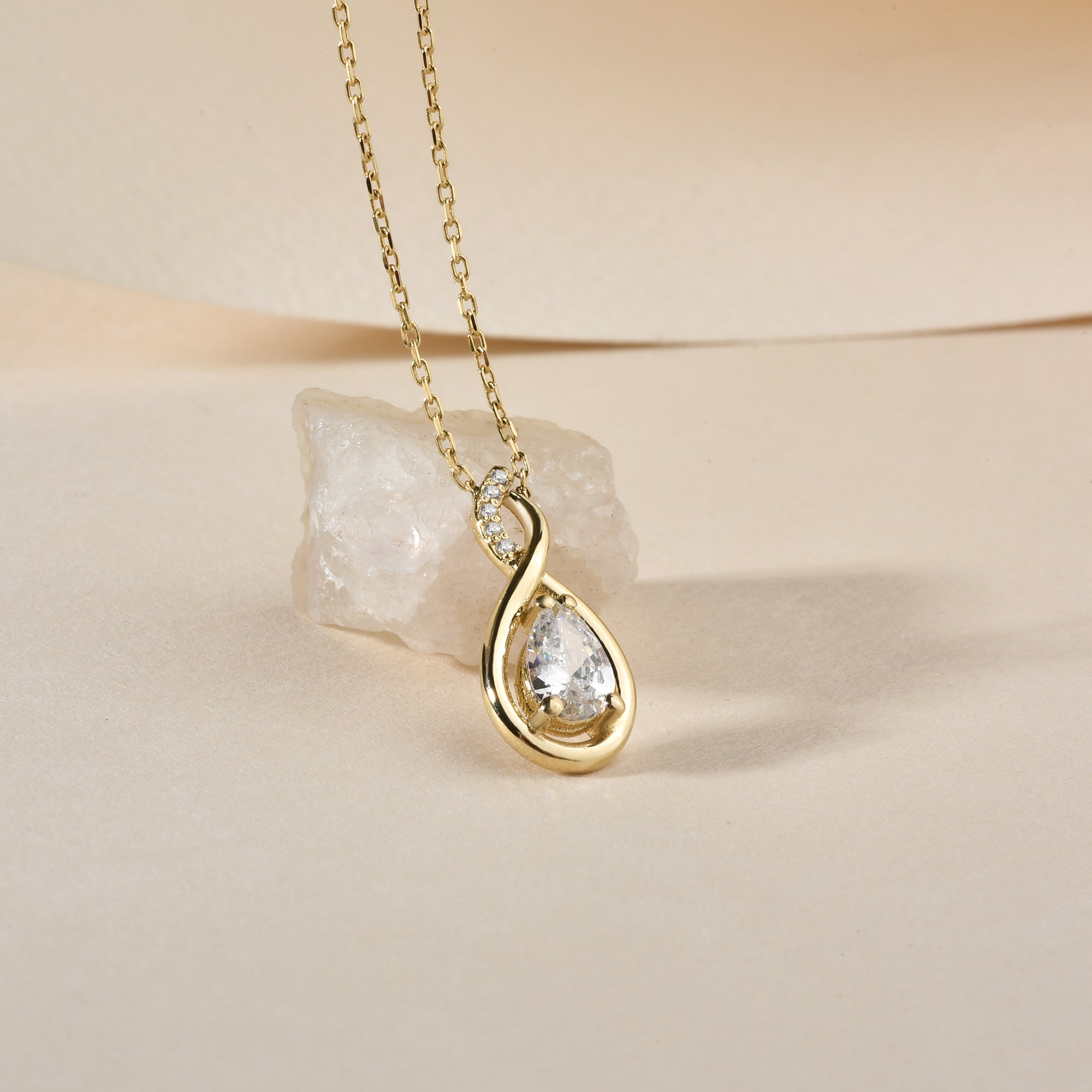 Dripstone Infinity Symbol Diamond Necklace 14K Gold / Silver