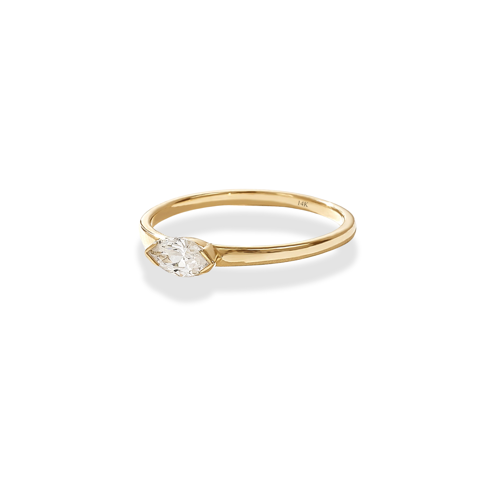 Drop Stone Diamond Ring 14K Gold